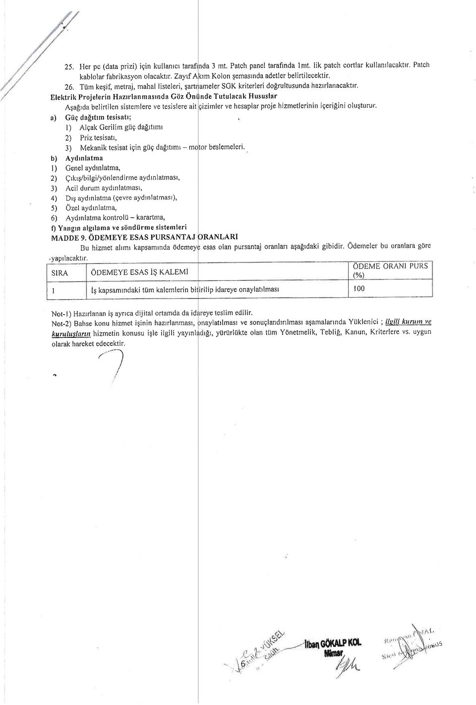 tesisatt, 3) Mekanik tesisat igin gtig dalrtrmr - mr b) Aydrnlatma l) Cenel aydrnlatma, 2) Qrkrp/bitgi/ydnlendirrne aydrnlatmast, 3) Acil dlrrum aydtnlatntast, 4) Drg aydrnlatma (gevrr: