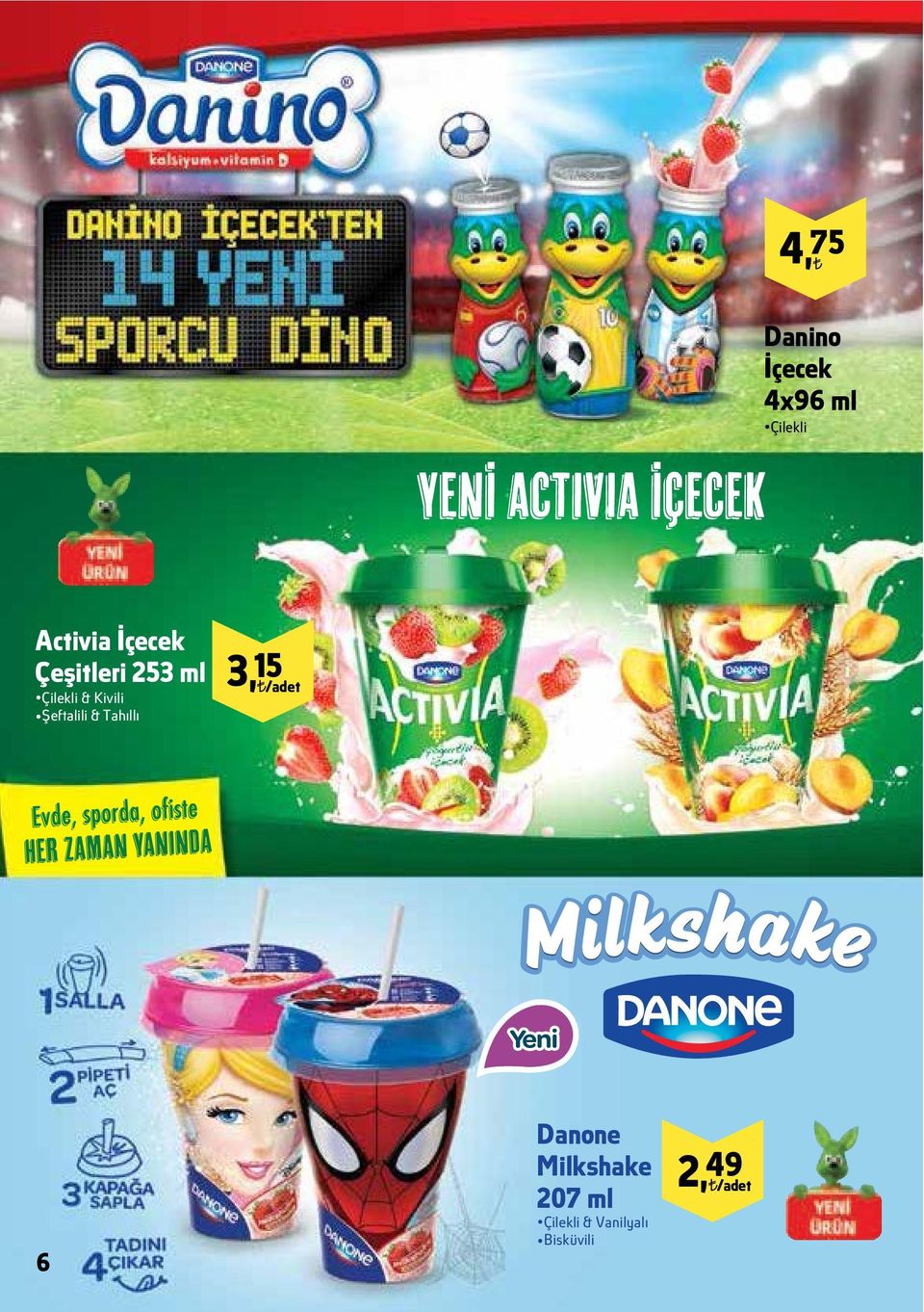 Şeftalili & Tahıllı 3, 15 /adet 6 Danone