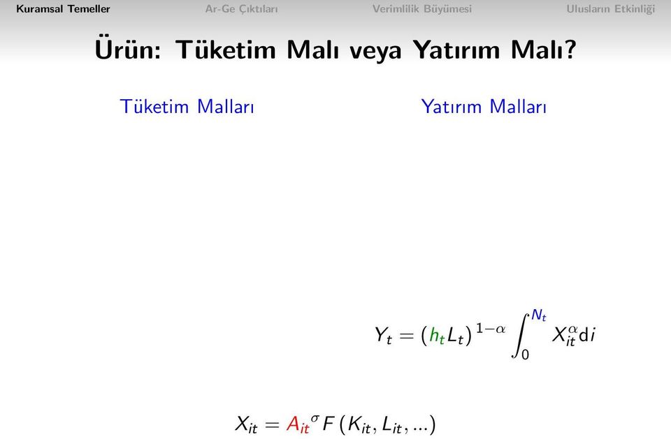 Malları Y t = (h t L t ) 1 α Nt 0