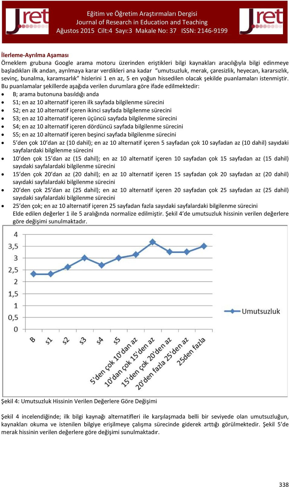 Bu puanlamalar şekillerde aşağıda verilen durumlara göre ifade edilmektedir: B; arama butonuna basıldığı anda S1; en az 10 alternatif içeren ilk sayfada bilgilenme sürecini S2; en az 10 alternatif