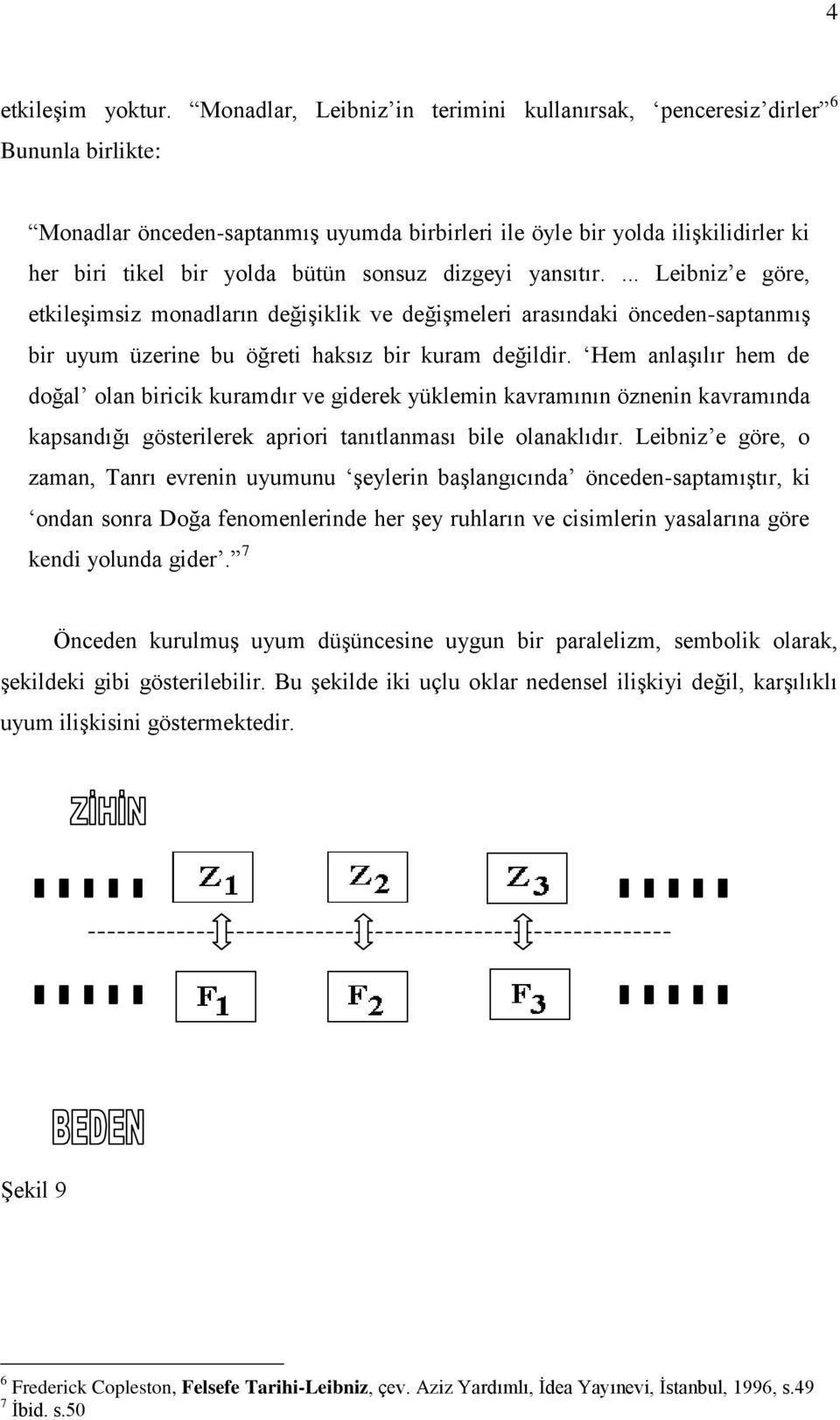 sonsuz dizgeyi yansıtır.... Leibniz e göre, etkileşimsiz monadların değişiklik ve değişmeleri arasındaki önceden-saptanmış bir uyum üzerine bu öğreti haksız bir kuram değildir.