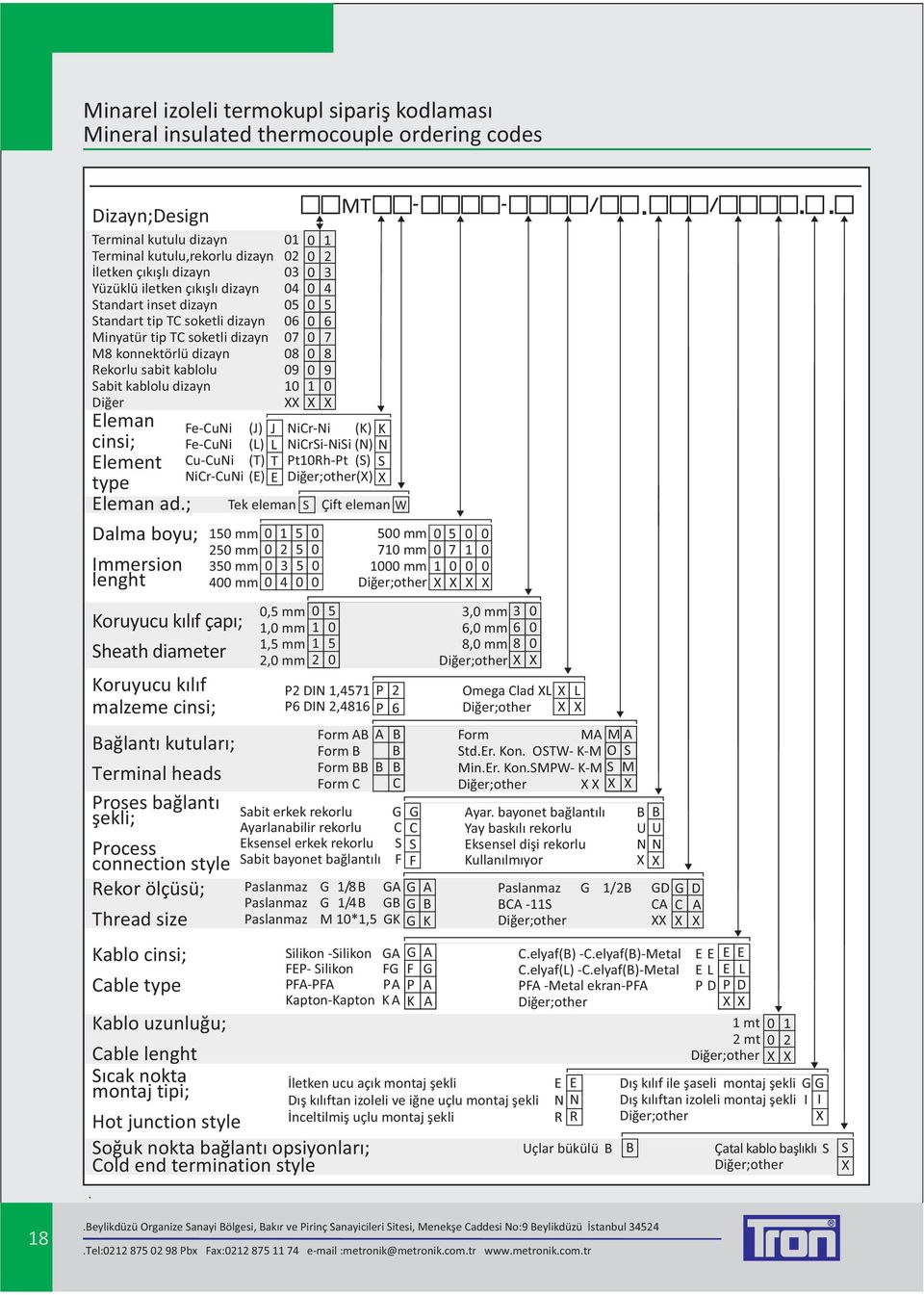 XX Eleman cinsi; Element type Eleman ad.