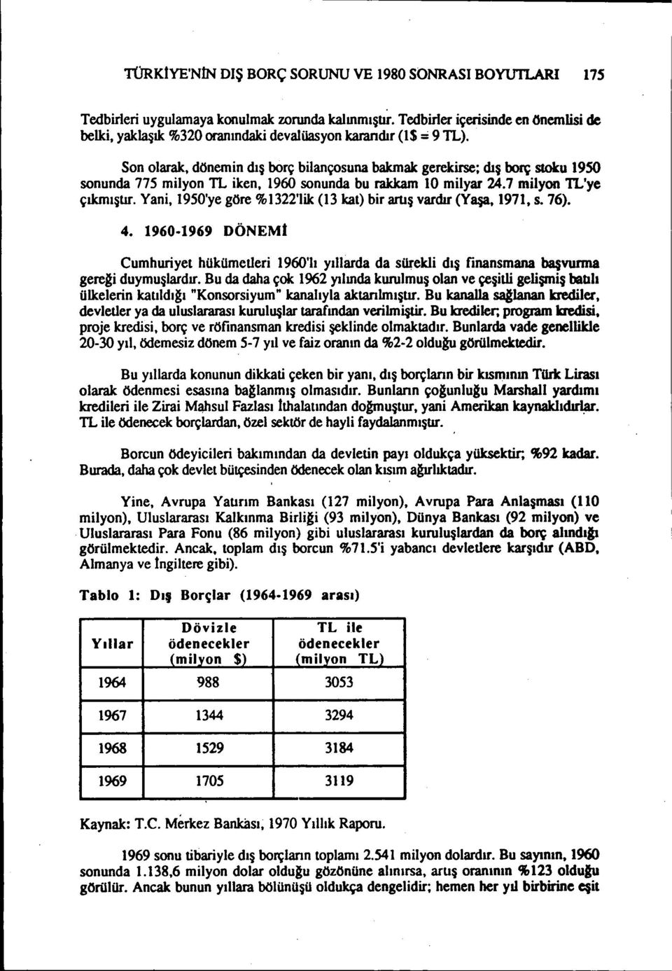 Son olarak, dönemin dış borç bilançosuna bakmak gerekirse; dış borç stoku 1950 sonunda 775 milyon TL iken, 1960 sonunda bu rakkam 10 milyar 24.7 milyon TL'ye çıkmışbr.