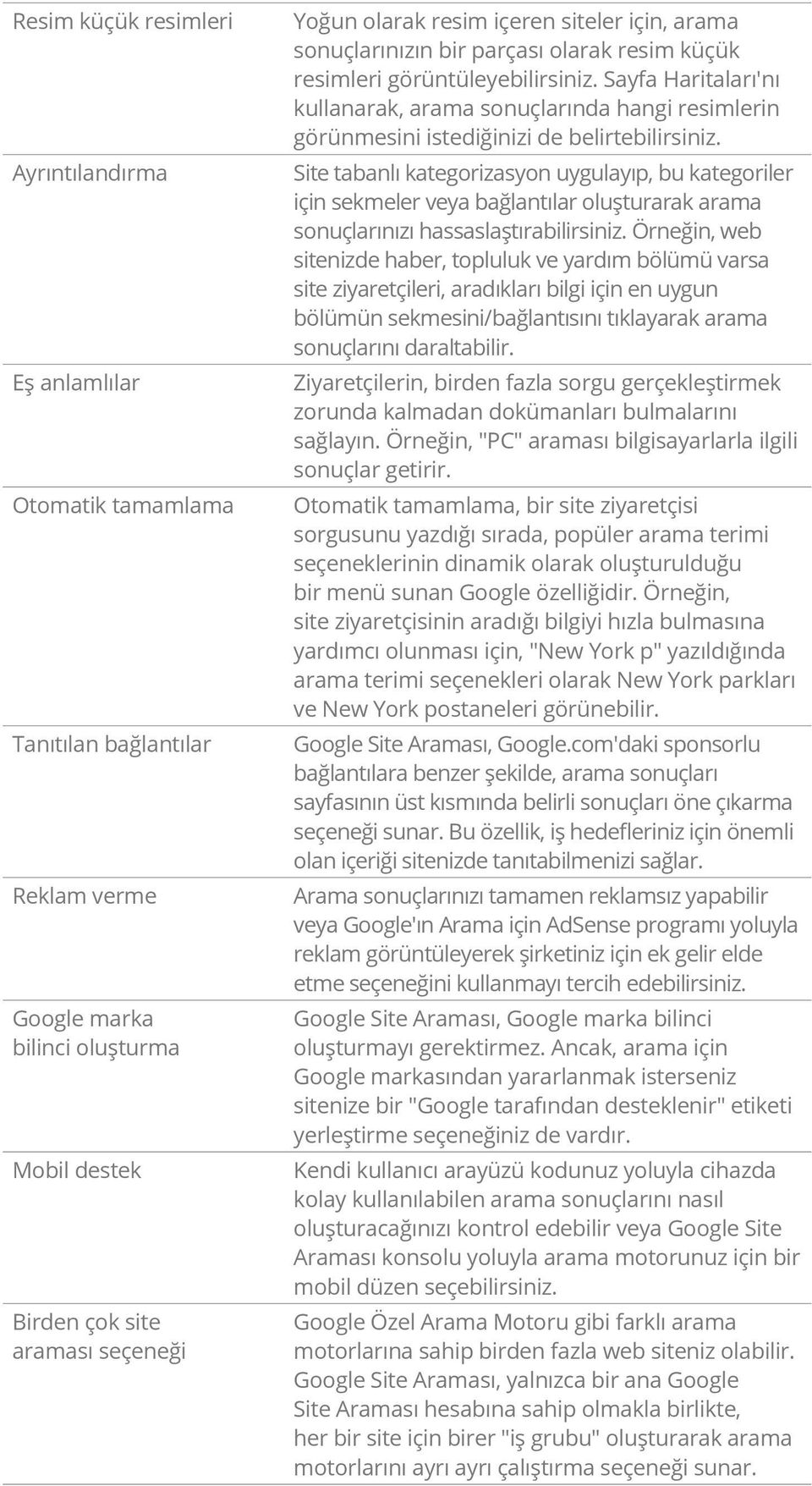 Sayfa Haritaları'nı kullanarak, arama sonuçlarında hangi resimlerin görünmesini istediğinizi de belirtebilirsiniz.