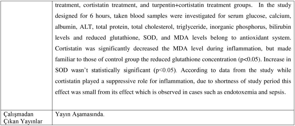 levels and reduced glutathione, SOD, and MDA levels belong to antioxidant system.