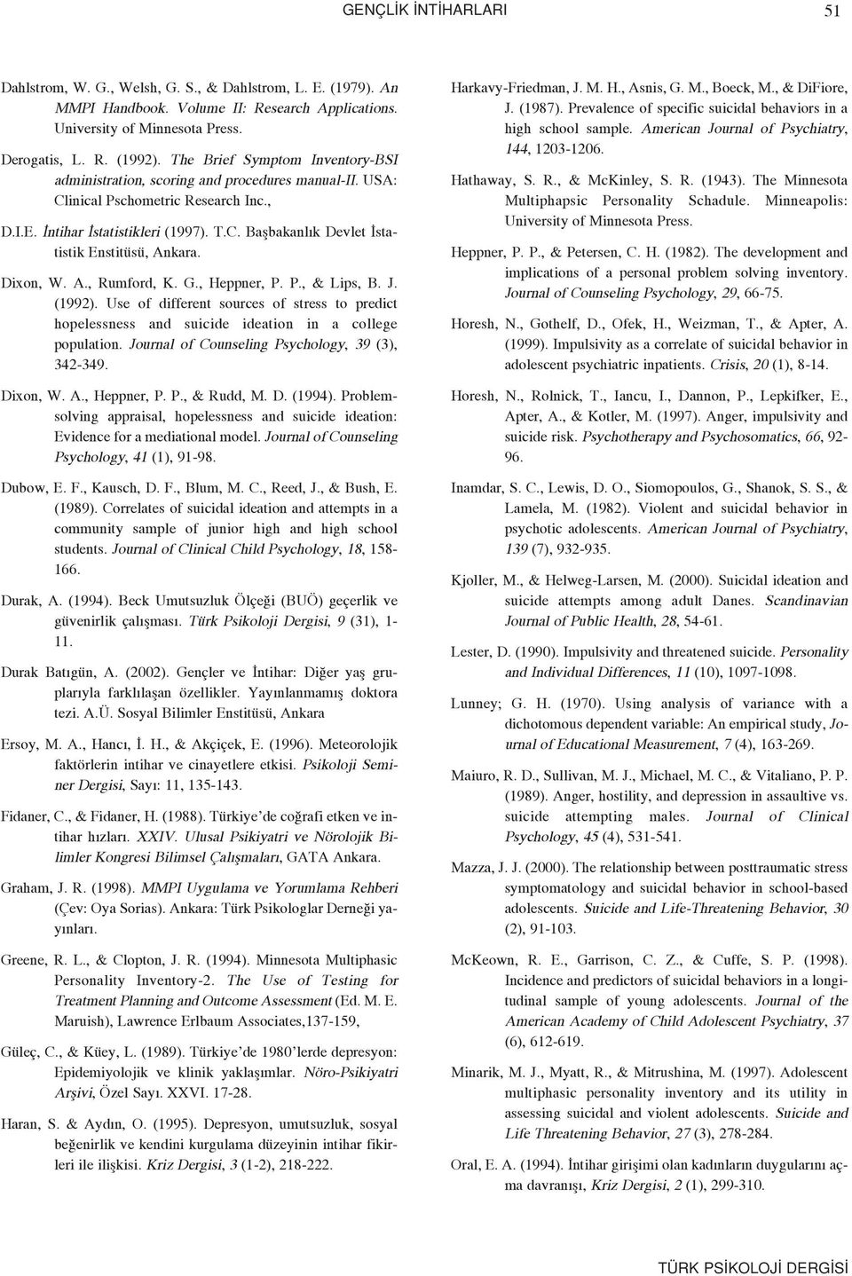 Dixon, W. A., Rumford, K. G., Heppner, P. P., & Lips, B. J. (99). Use of different sources of stress to predict hopelessness and suicide ideation in a college population.