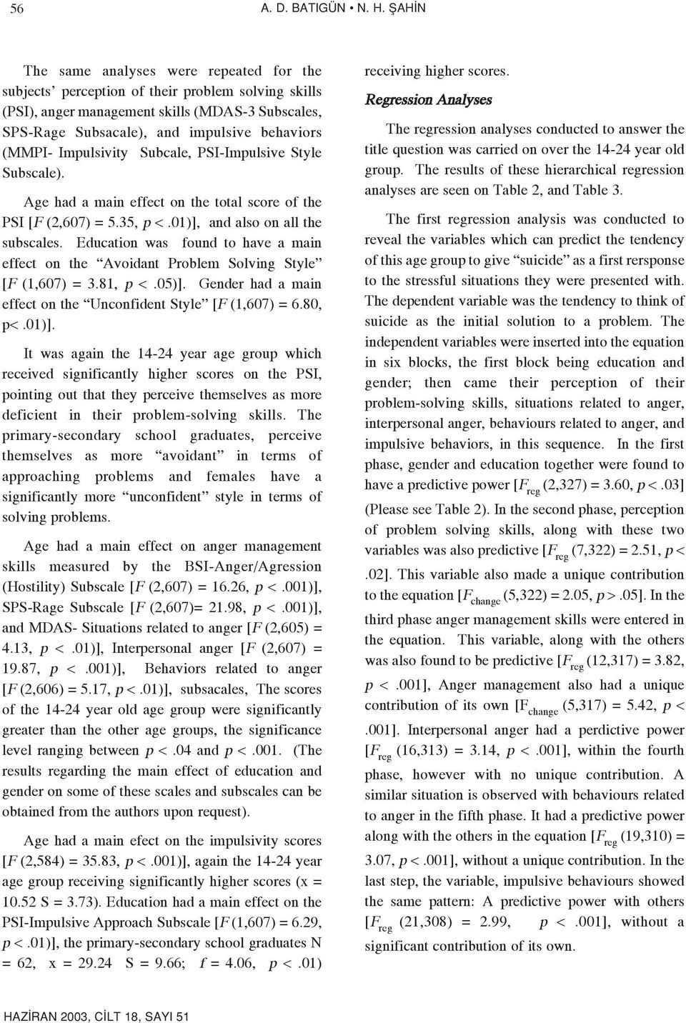 (MMPI- Impulsivity Subcale, PSI-Impulsive Style Subscale). Age had a main effect on the total score of the PSI [F (,) = 5.35, p <.0)], and also on all the subscales.