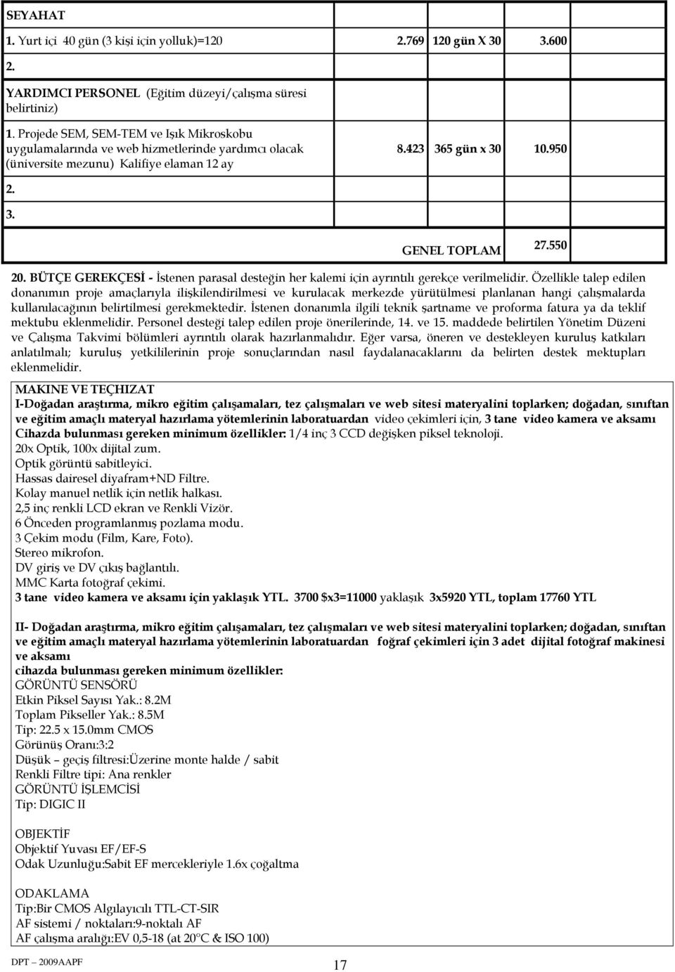 BÜTÇE GEREKÇESİ - İstenen parasal desteğin her kalemi için ayrıntılı gerekçe verilmelidir.