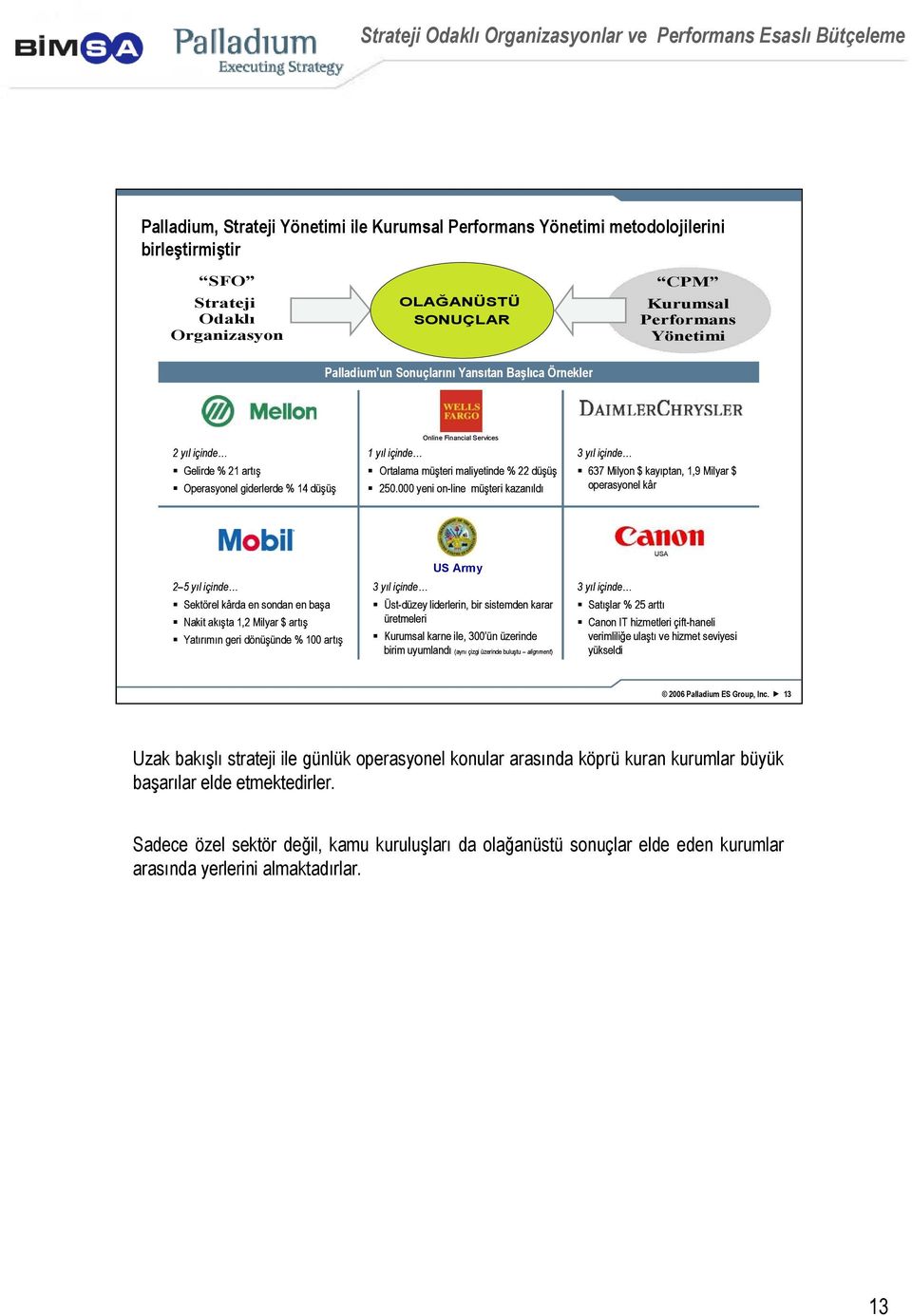 000 yeni on-line müşteri kazanıldı 3 yıl içinde 637 Milyon $ kayıptan, 1,9 Milyar $ operasyonel kâr 2 5 yıl içinde Sektörel kârda en sondan en başa Nakit akışta 1,2 Milyar $ artış Yatırımın geri