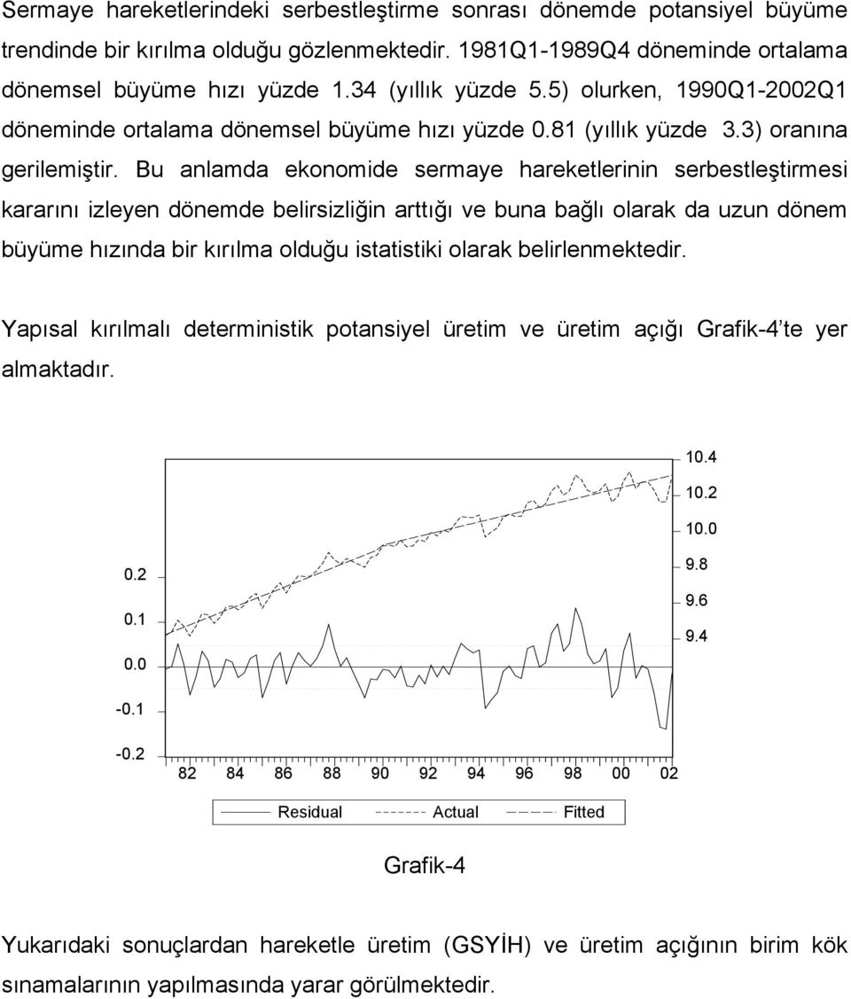 Bu anlamda ekonomide sermaye hareketlerinin serbestleştirmesi kararını izleyen dönemde belirsizliğin arttığı ve buna bağlı olarak da uzun dönem büyüme hızında bir kırılma olduğu istatistiki olarak