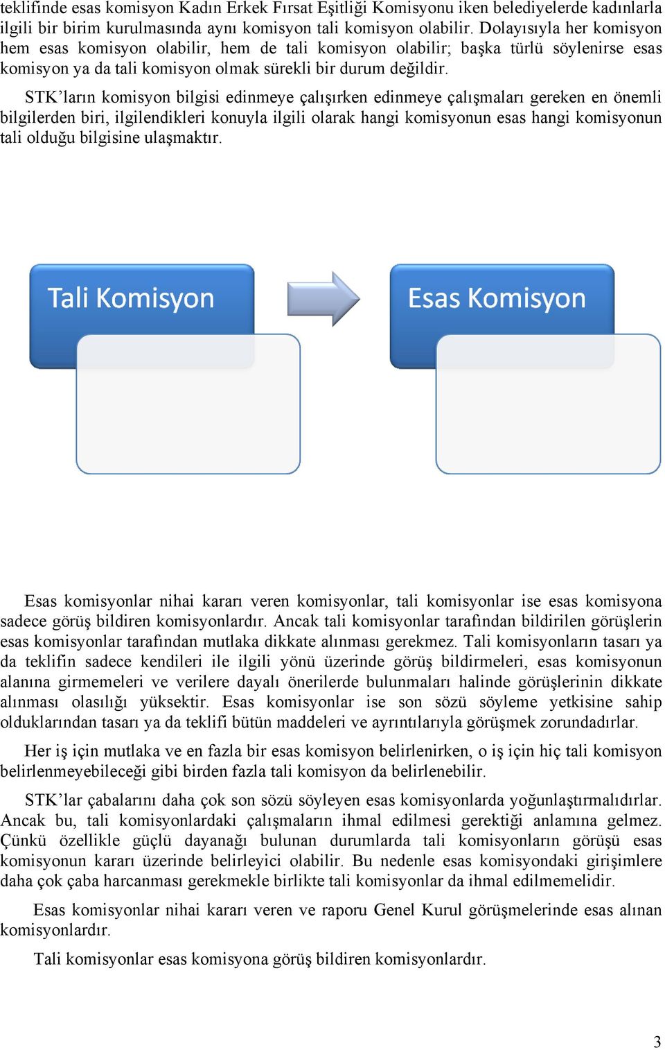 STK ların komisyon bilgisi edinmeye çalışırken edinmeye çalışmaları gereken en önemli bilgilerden biri, ilgilendikleri konuyla ilgili olarak hangi komisyonun esas hangi komisyonun tali olduğu