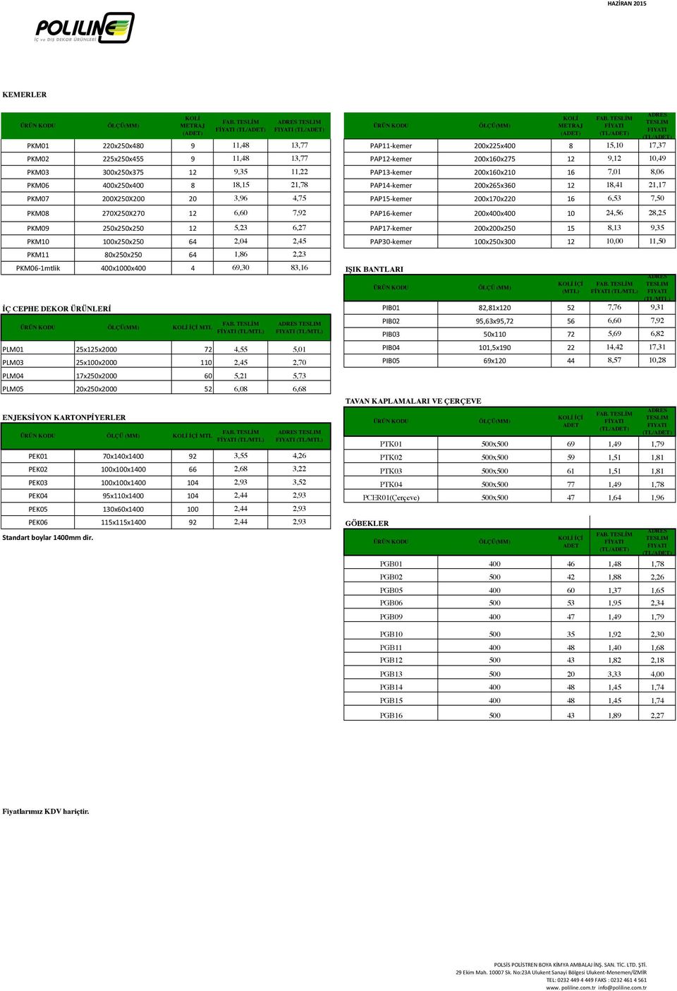 PAP16- kemer 200x400x400 10 24,56 28,25 PKM09 250x250x250 12 5,23 6,27 PAP17- kemer 200x200x250 15 8,13 9,35 PKM10 100x250x250 64 2,04 2,45 PAP30- kemer 100x250x300 12 10,00 11,50 PKM11 80x250x250 64