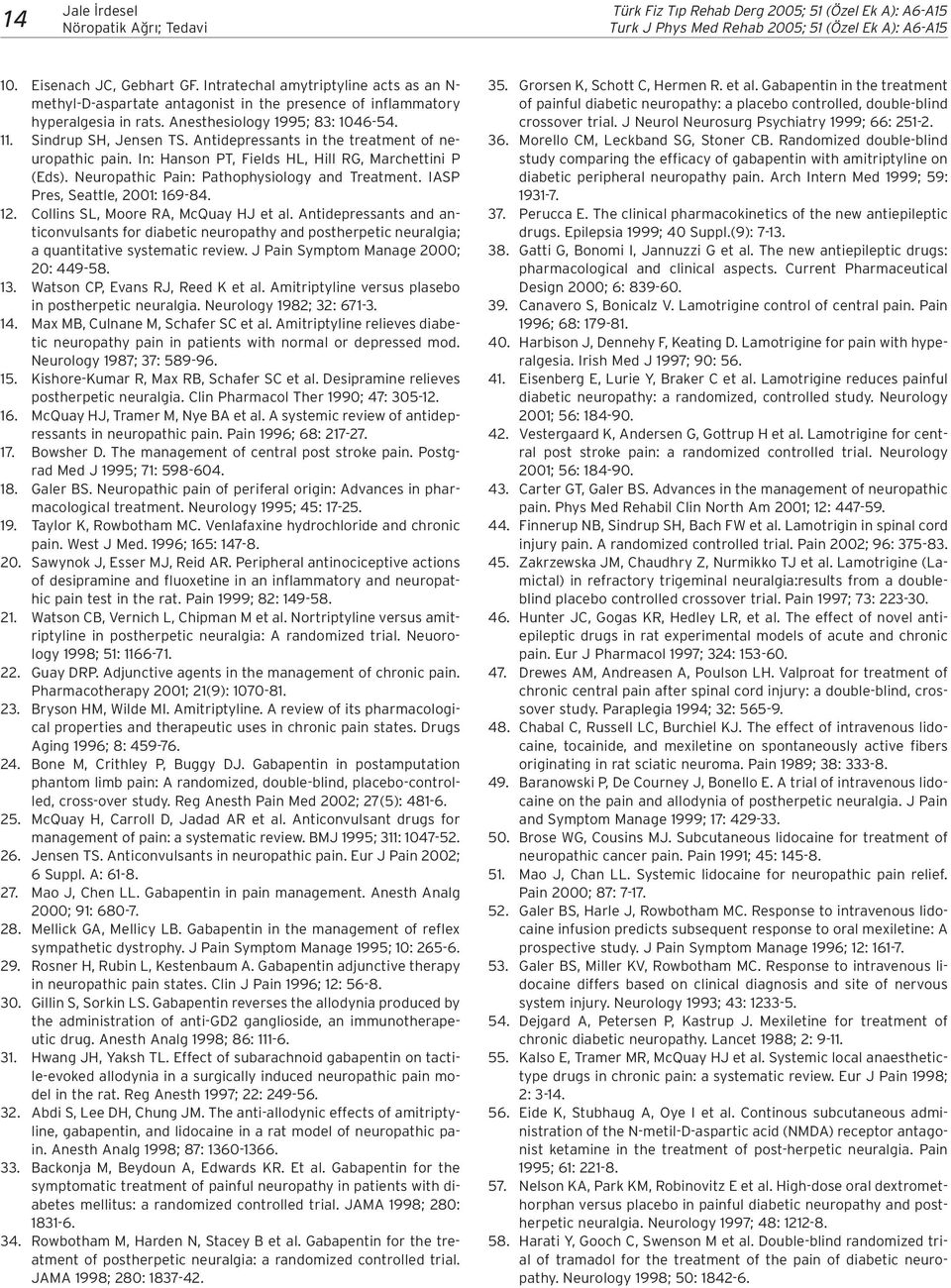 Antidepressants in the treatment of neuropathic pain. In: Hanson PT, Fields HL, Hill RG, Marchettini P (Eds). Neuropathic Pain: Pathophysiology and Treatment. IASP Pres, Seattle, 2001: 169-84. 12.