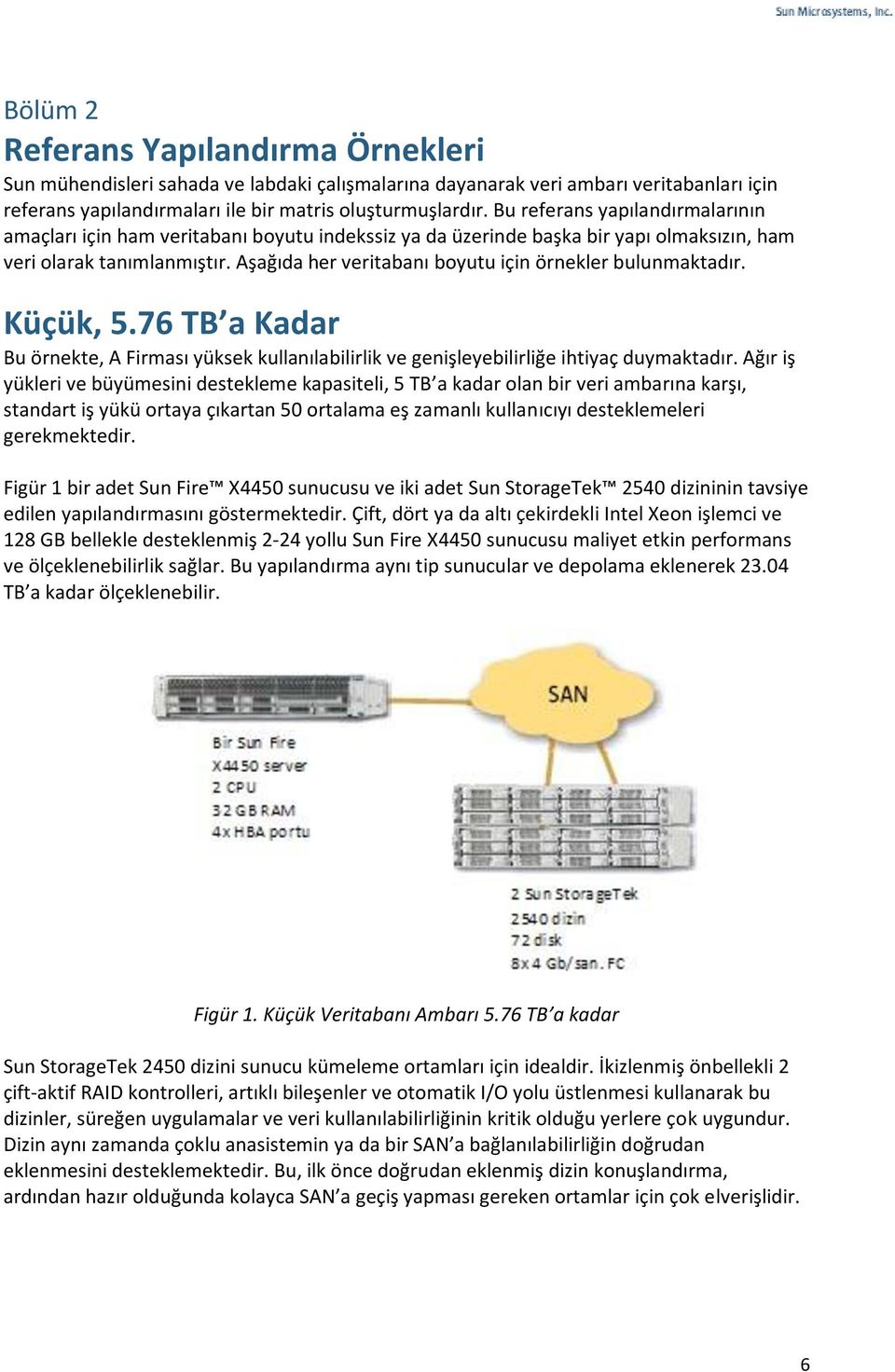 Aşağıda her veritabanı boyutu için örnekler bulunmaktadır. Küçük, 5.76 TB a Kadar Bu örnekte, A Firması yüksek kullanılabilirlik ve genişleyebilirliğe ihtiyaç duymaktadır.