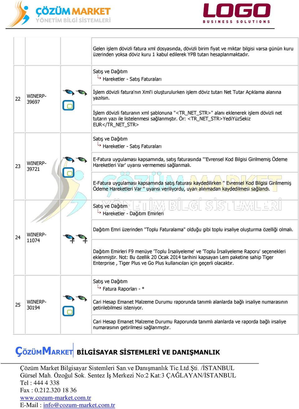 İşlem dövizli faturanın xml şablonuna "<TR_NET_STR>" alanı eklenerek işlem dövizli net tutarın yazı ile listelenmesi sağlanmıştır.