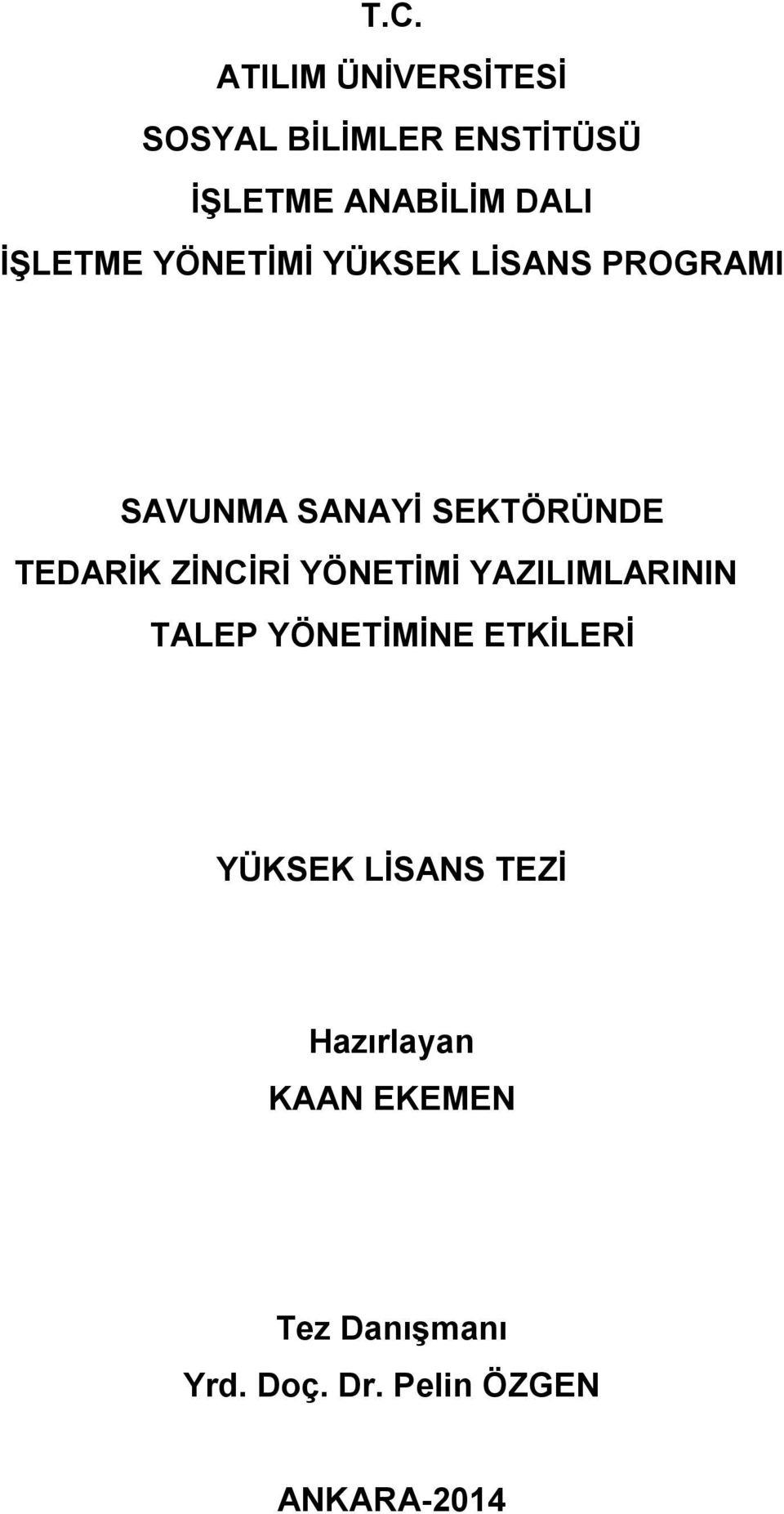 ZİNCİRİ YÖNETİMİ YAZILIMLARININ TALEP YÖNETİMİNE ETKİLERİ YÜKSEK LİSANS