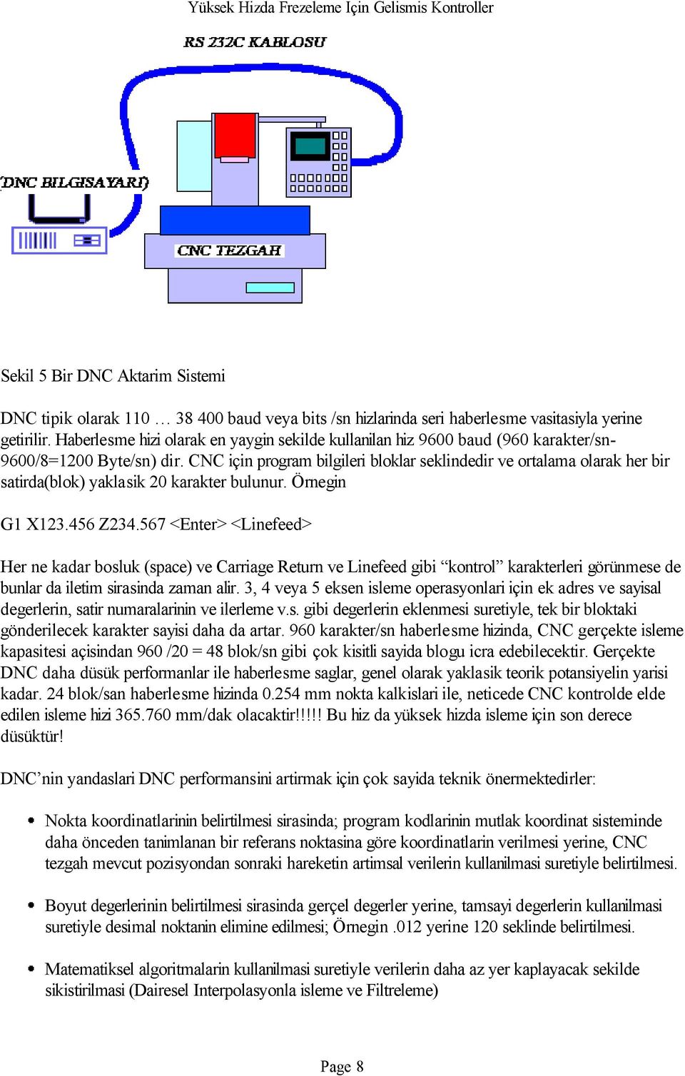 CNC için program bilgileri bloklar seklindedir ve ortalama olarak her bir satirda(blok) yaklasik 20 karakter bulunur. Örnegin G1 X123.456 Z234.