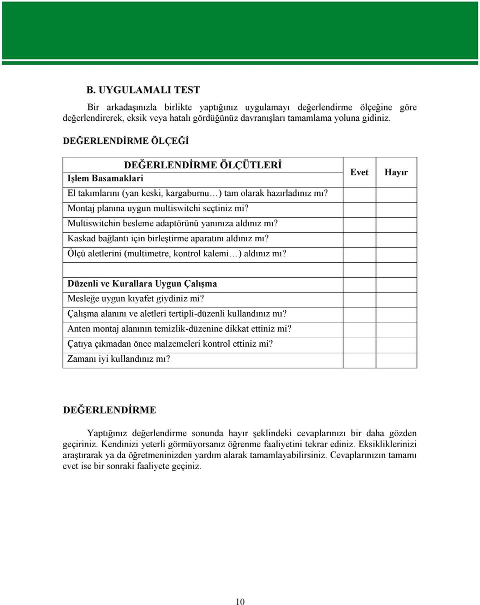 Multiswitchin besleme adaptörünü yanınıza aldınız mı? Kaskad bağlantı için birleştirme aparatını aldınız mı? Ölçü aletlerini (multimetre, kontrol kalemi ) aldınız mı?