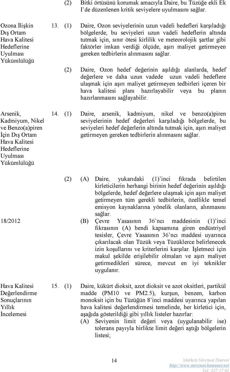 (1) Daire, Ozon seviyelerinin uzun vadeli hedefleri karşıladığı bölgelerde, bu seviyeleri uzun vadeli hedeflerin altında tutmak için, sınır ötesi kirlilik ve meteorolojik şartlar gibi faktörler imkan