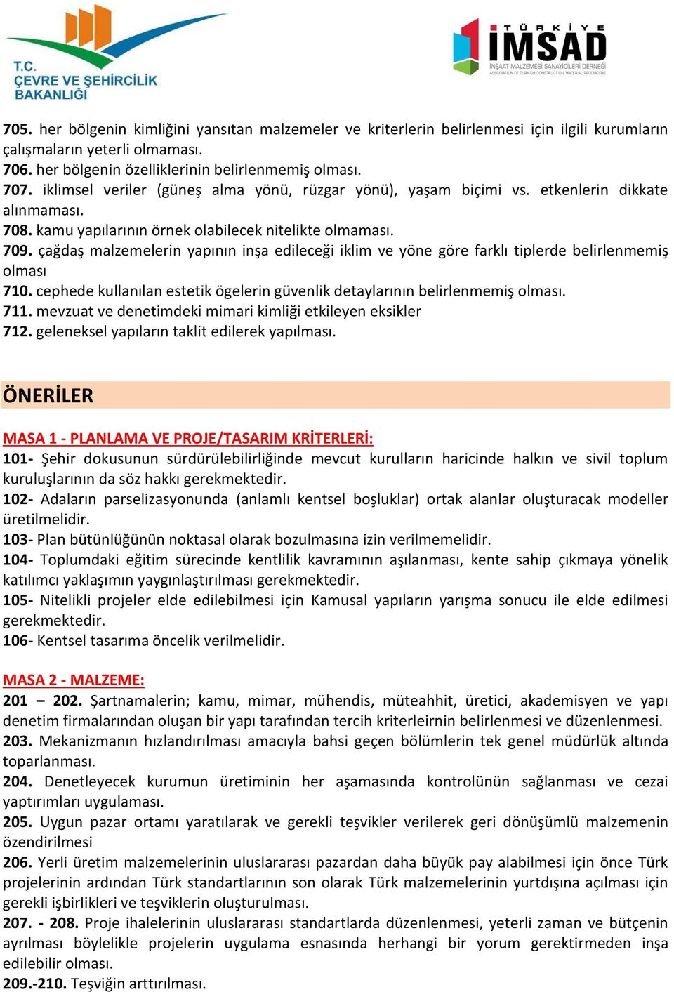 çağdaş malzemelerin yapının inşa edileceği iklim ve yöne göre farklı tiplerde belirlenmemiş olması 710. cephede kullanılan estetik ögelerin güvenlik detaylarının belirlenmemiş olması. 711.