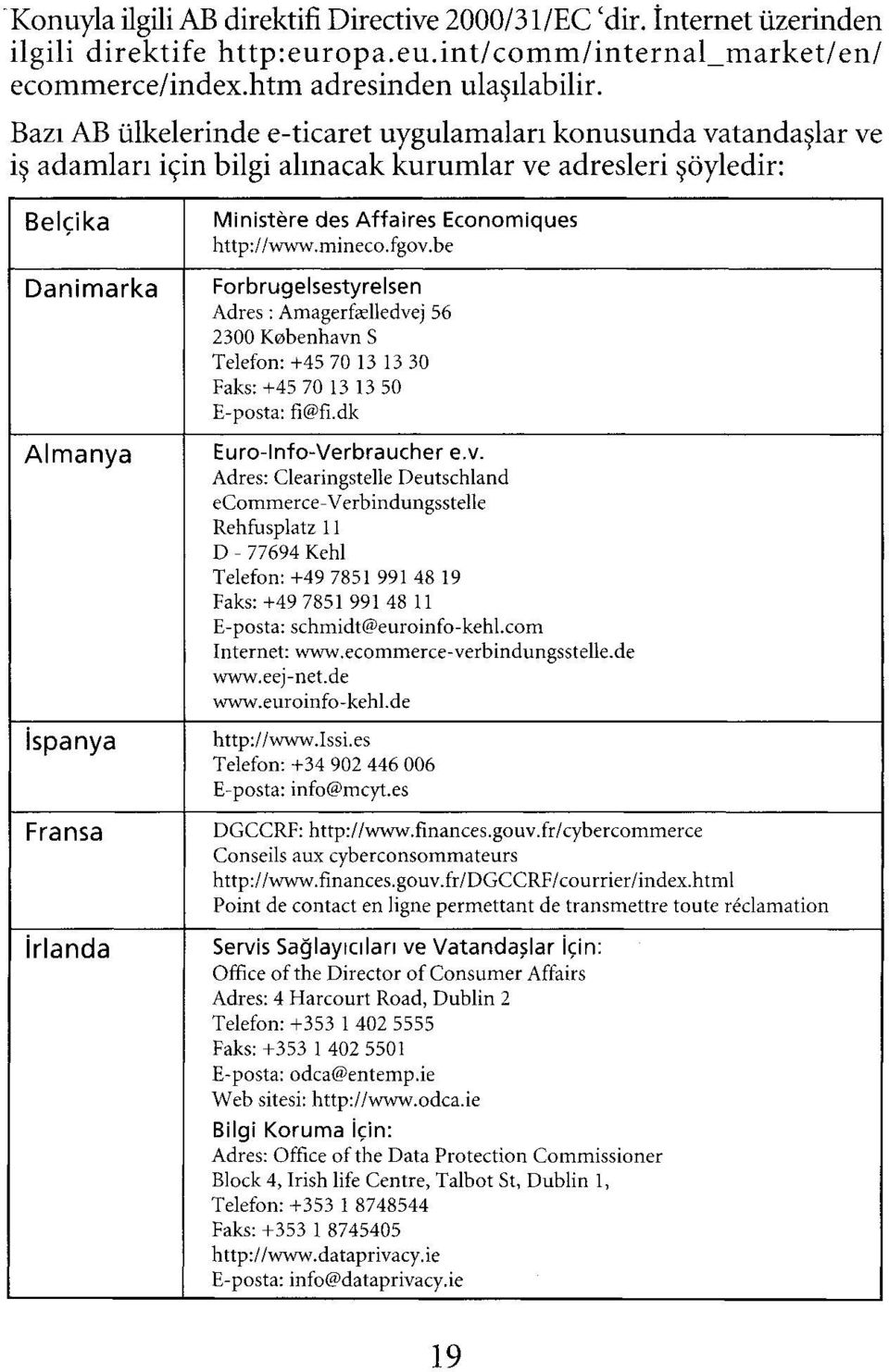 Affaires Economiques http://www.mineco.fgov.be Forbrugelsestyrelsen Adres: Amagerfaelledvej 56 2300 Kobenhavn S Telefon: +45 70 13 13 30 Faks: +45 70 13 13 50 E-posta: fi@fi.