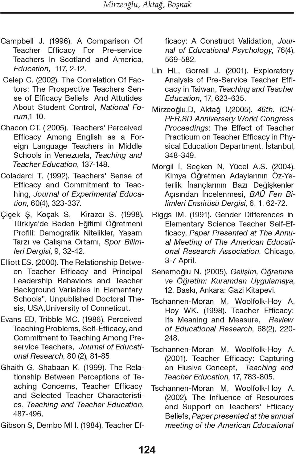 Teachers Perceived Efficacy Among English as a Foreign Language Teachers in Middle Schools in Venezuela, Teaching and Teacher Education, 137-148. Coladarci T. (1992).