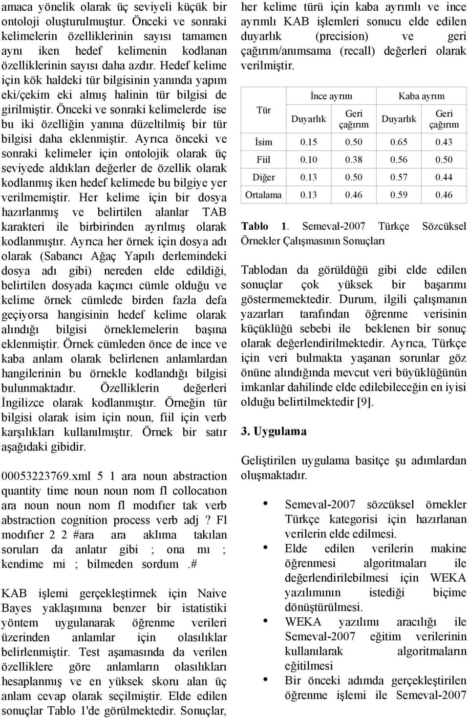 Önceki ve sonraki kelimelerde ise bu iki özelliğin yanına düzeltilmiş bir tür bilgisi daha eklenmiştir.