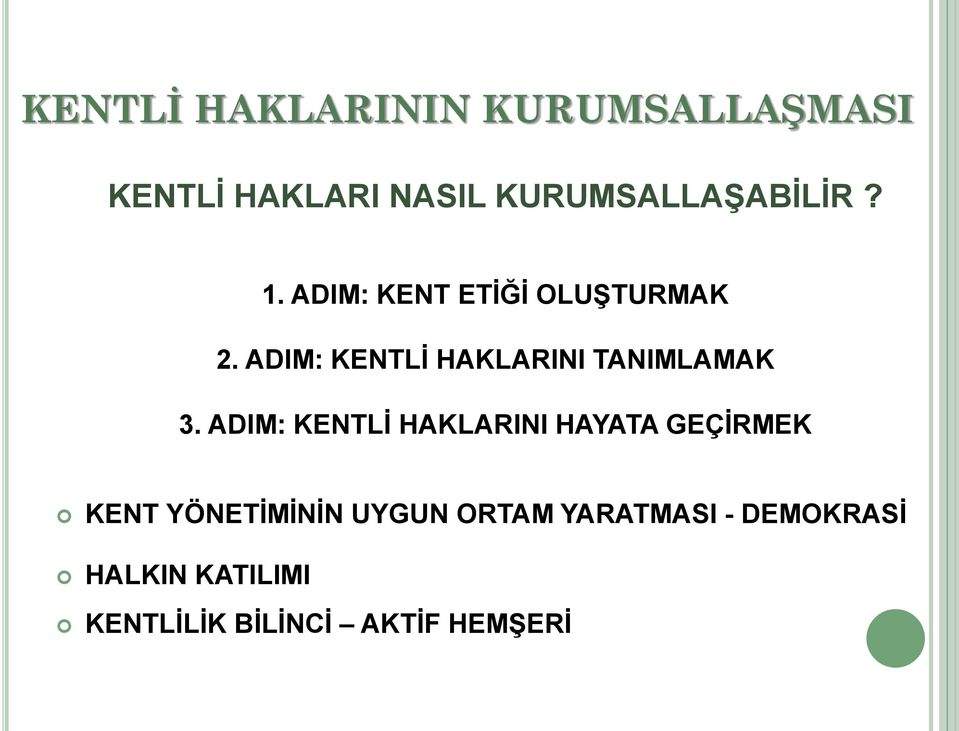 ADIM: KENTLİ HAKLARINI TANIMLAMAK 3.