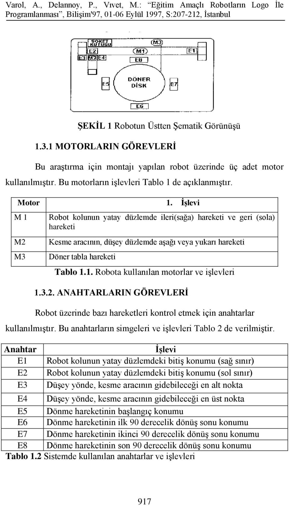 3.2. ANAHTARLARIN GÖREVLERİ Robot üzerinde bazı hareketleri kontrol etmek için anahtarlar kullanılmıştır. Bu anahtarların simgeleri ve işlevleri Tablo 2 de verilmiştir.