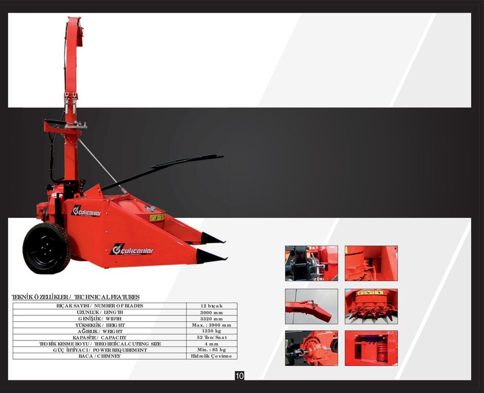 THEORETİCAL CUTTING SIZE GÜÇ İHTİYACI / POWER REQUIREMENT BACA /CHIMNEY 12 bıçak