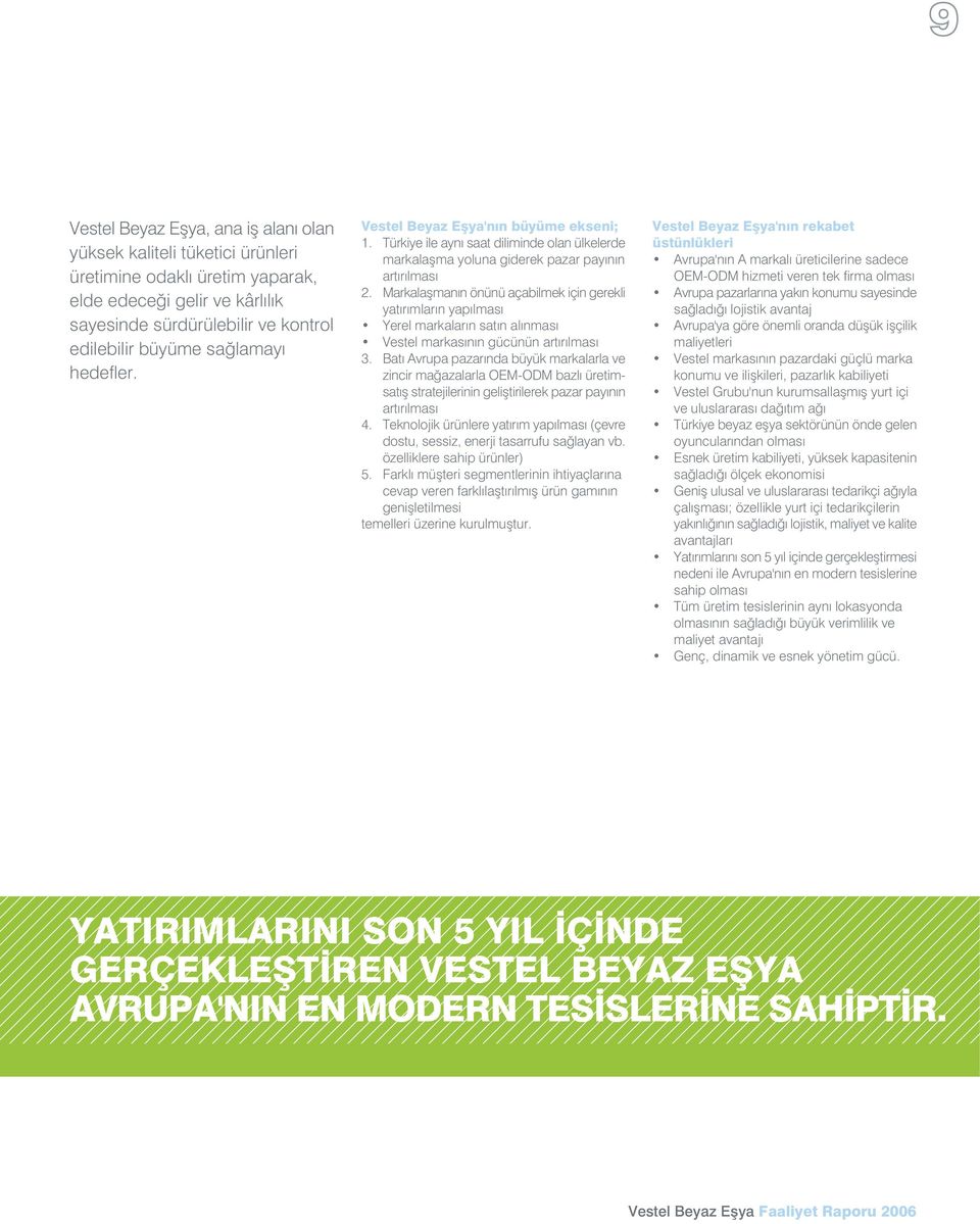 Markalaflman n önünü açabilmek için gerekli yat r mlar n yap lmas Yerel markalar n sat n al nmas Vestel markas n n gücünün art r lmas 3.