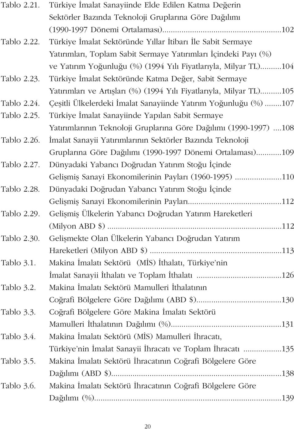 Türkiye malat Sektöründe Katma De er, Sabit Sermaye Yat r mlar ve Art fllar (%) (1994 Y l Fiyatlar yla, Milyar TL)...105 Tablo 2.24. Çeflitli Ülkelerdeki malat Sanayiinde Yat r m Yo unlu u (%).