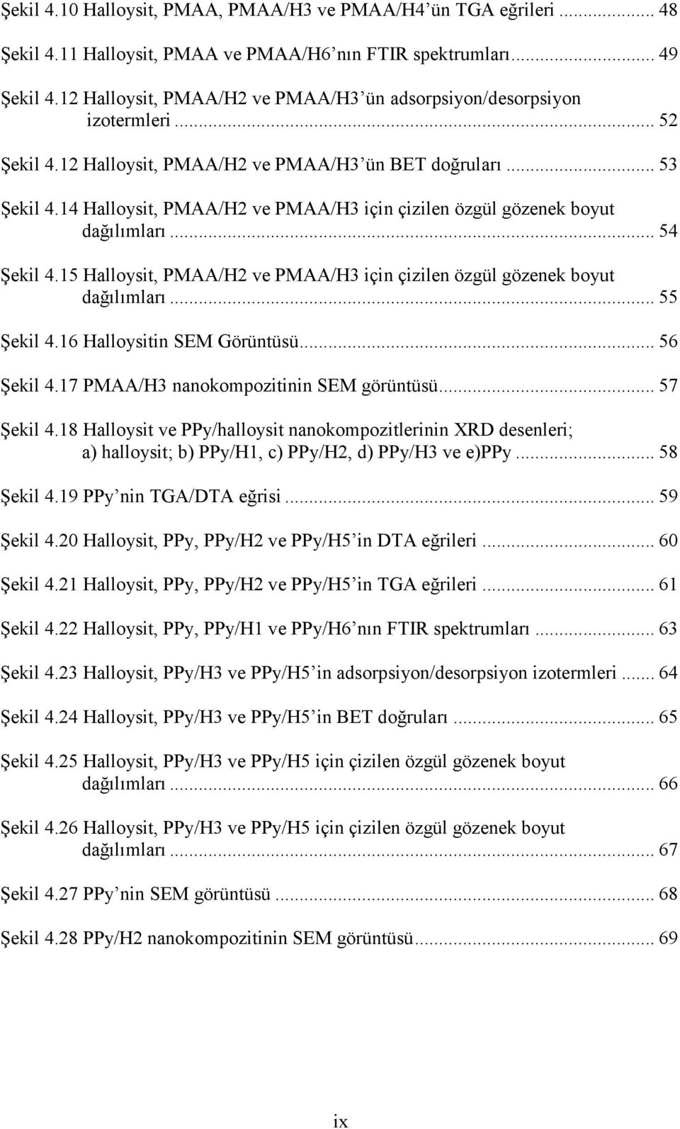 14 Halloysit, PMAA/H2 ve PMAA/H3 için çizilen özgül gözenek boyut dağılımları... 54 Şekil 4.15 Halloysit, PMAA/H2 ve PMAA/H3 için çizilen özgül gözenek boyut dağılımları... 55 Şekil 4.