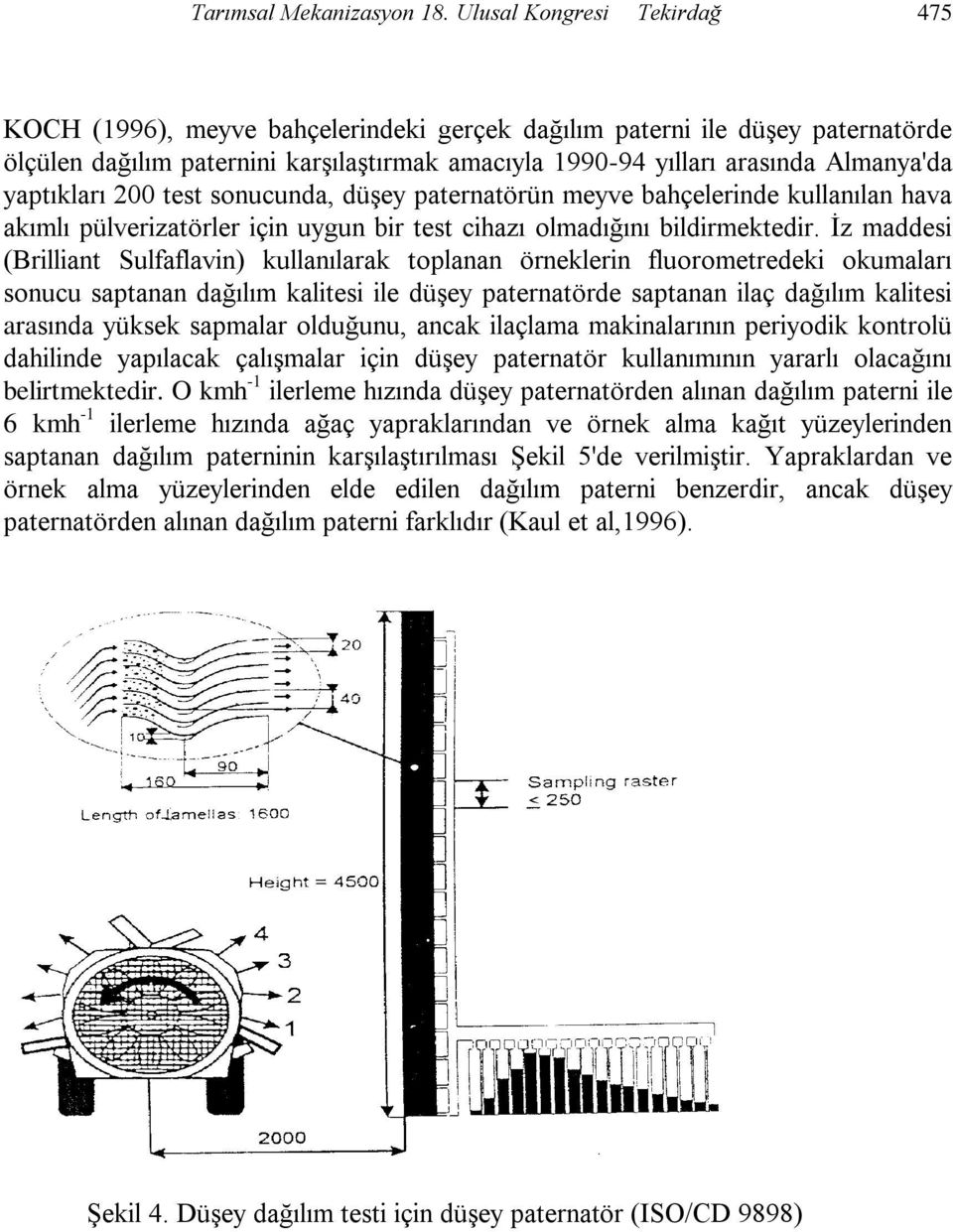 yaptıkları 200 test sonucunda, düşey paternatörün meyve bahçelerinde kullanılan hava akımlı pülverizatörler için uygun bir test cihazı olmadığını bildirmektedir.