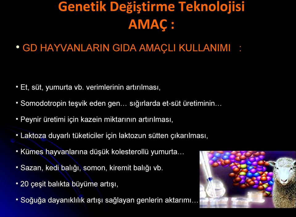 miktarının artırılması, Laktoza duyarlı tüketiciler için laktozun sütten çıkarılması, Kümes hayvanlarına düşük