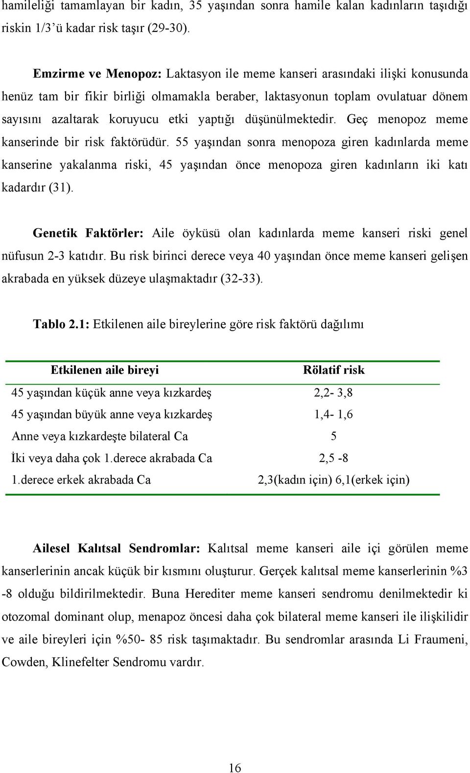 düşünülmektedir. Geç menopoz meme kanserinde bir risk faktörüdür.