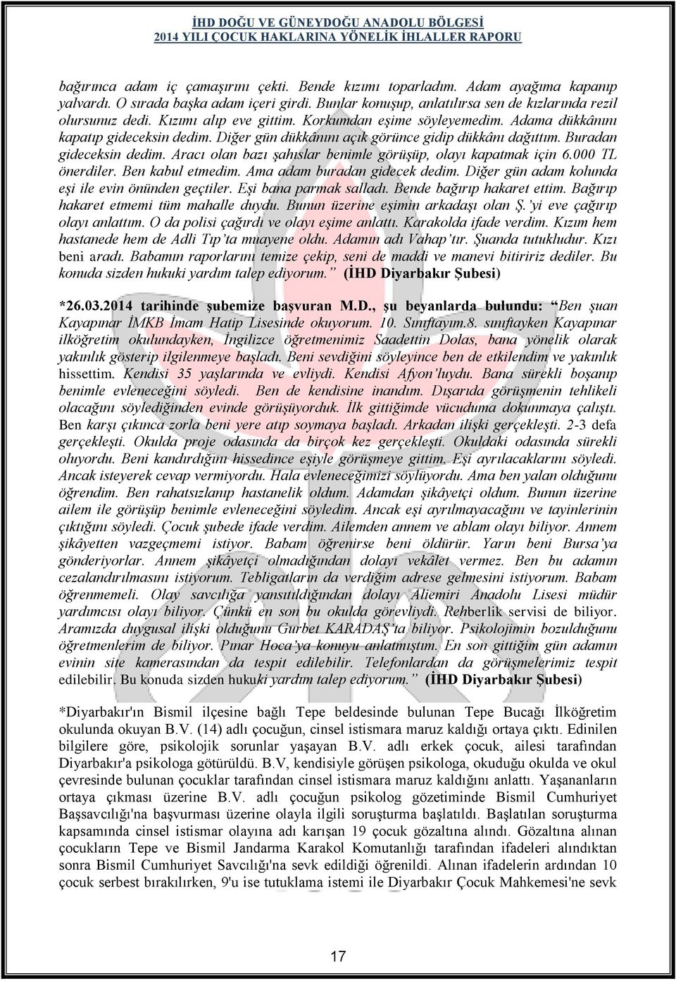 Aracı olan bazı şahıslar benimle görüşüp, olayı kapatmak için 6.000 TL önerdiler. Ben kabul etmedim. Ama adam buradan gidecek dedim. Diğer gün adam kolunda eşi ile evin önünden geçtiler.