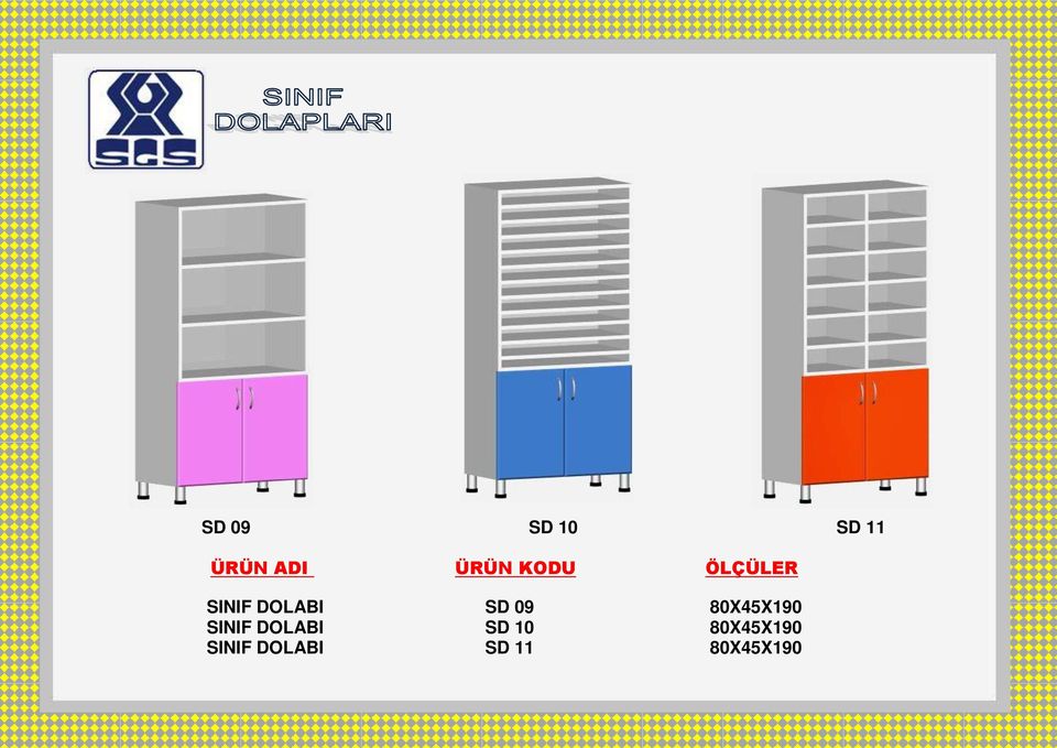 80X45X190 SINIF DOLABI SD 10