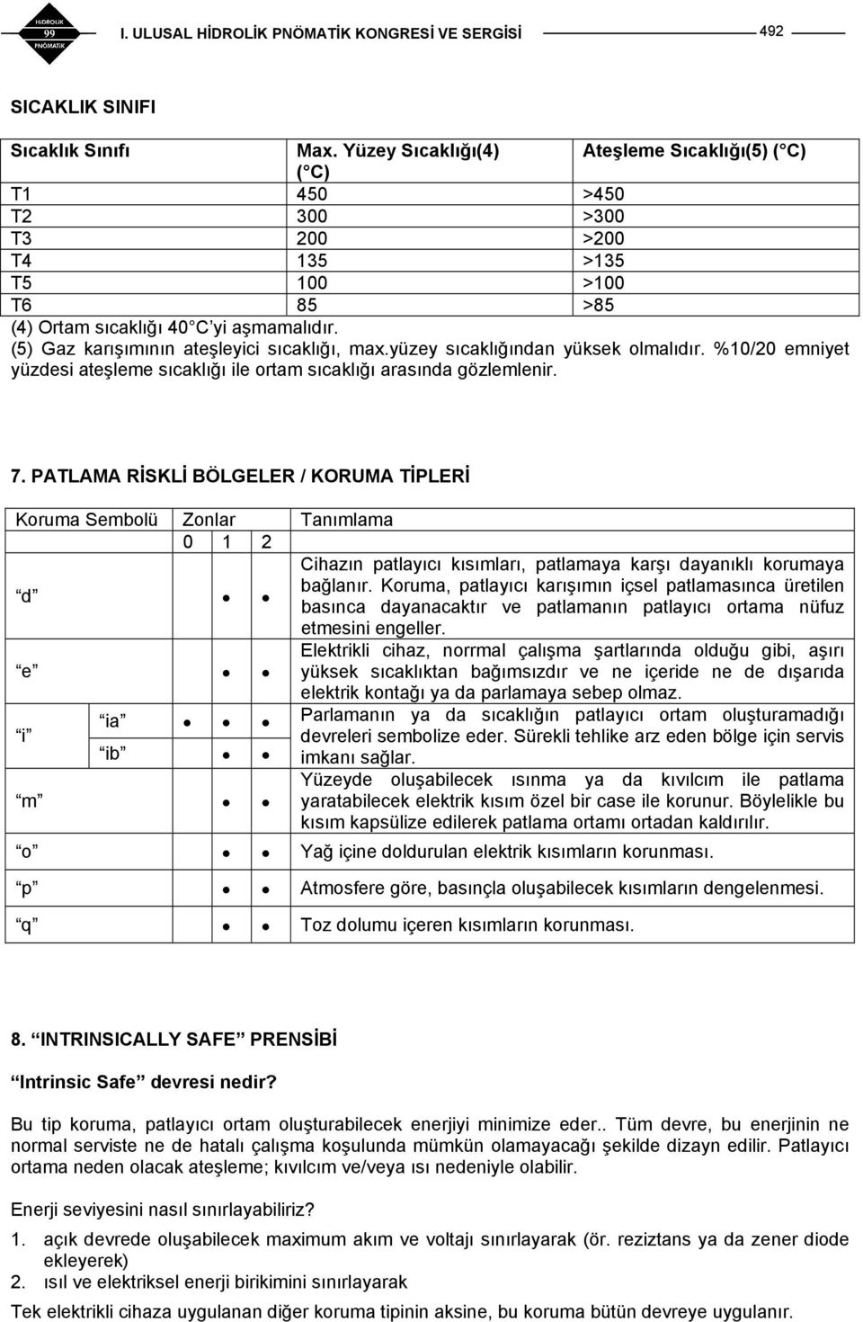 (5) Gaz karışımının ateşleyici sıcaklığı, max.yüzey sıcaklığından yüksek olmalıdır. %10/20 emniyet yüzdesi ateşleme sıcaklığı ile ortam sıcaklığı arasında gözlemlenir. 7.