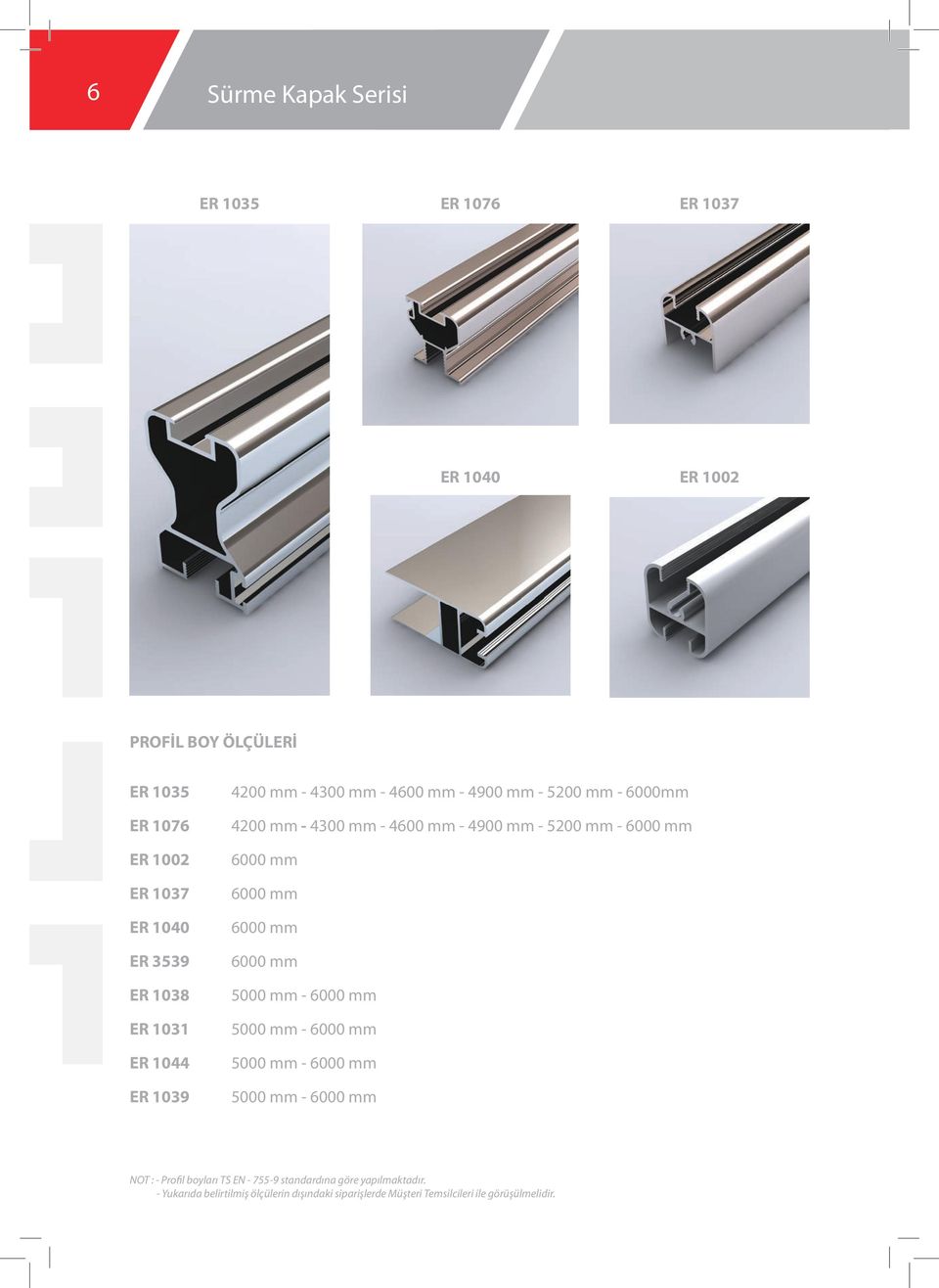 mm 6000 mm 6000 mm 6000 mm 6000 mm 5000 mm - 6000 mm 5000 mm - 6000 mm 5000 mm - 6000 mm 5000 mm - 6000 mm NOT : - Profil boyları TS EN