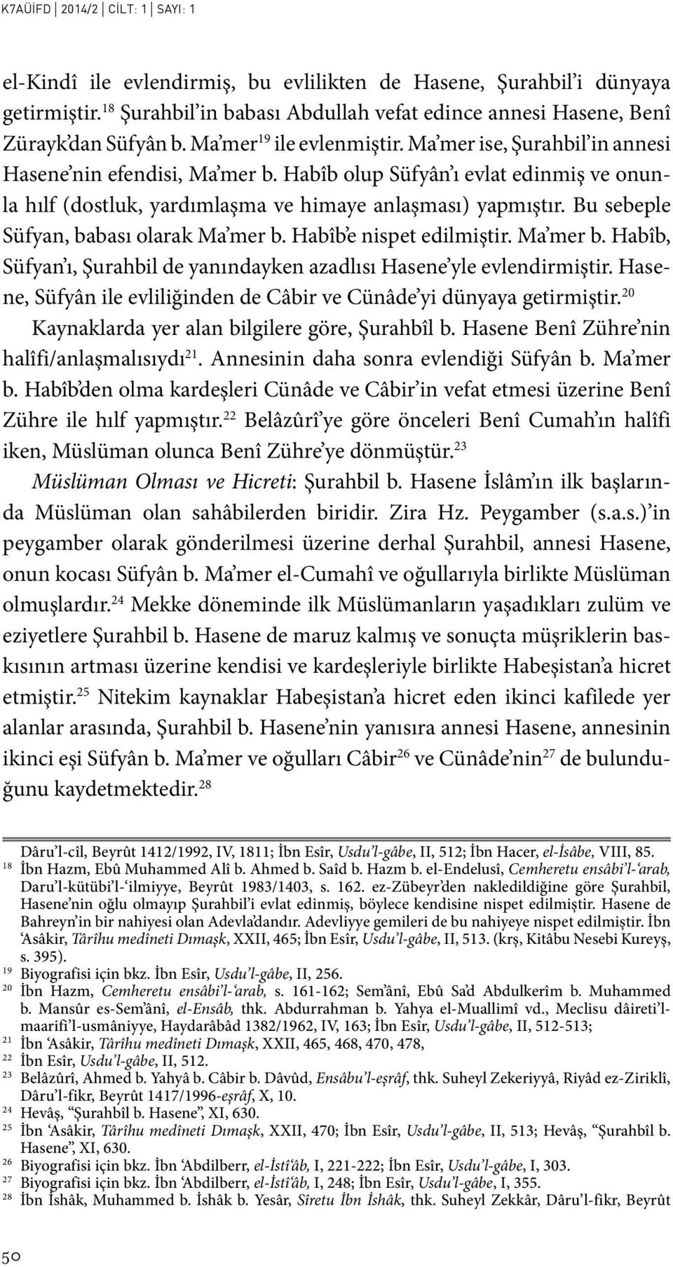 Bu sebeple Süfyan, babası olarak Ma mer b. Habîb e nispet edilmiştir. Ma mer b. Habîb, Süfyan ı, Şurahbil de yanındayken azadlısı Hasene yle evlendirmiştir.