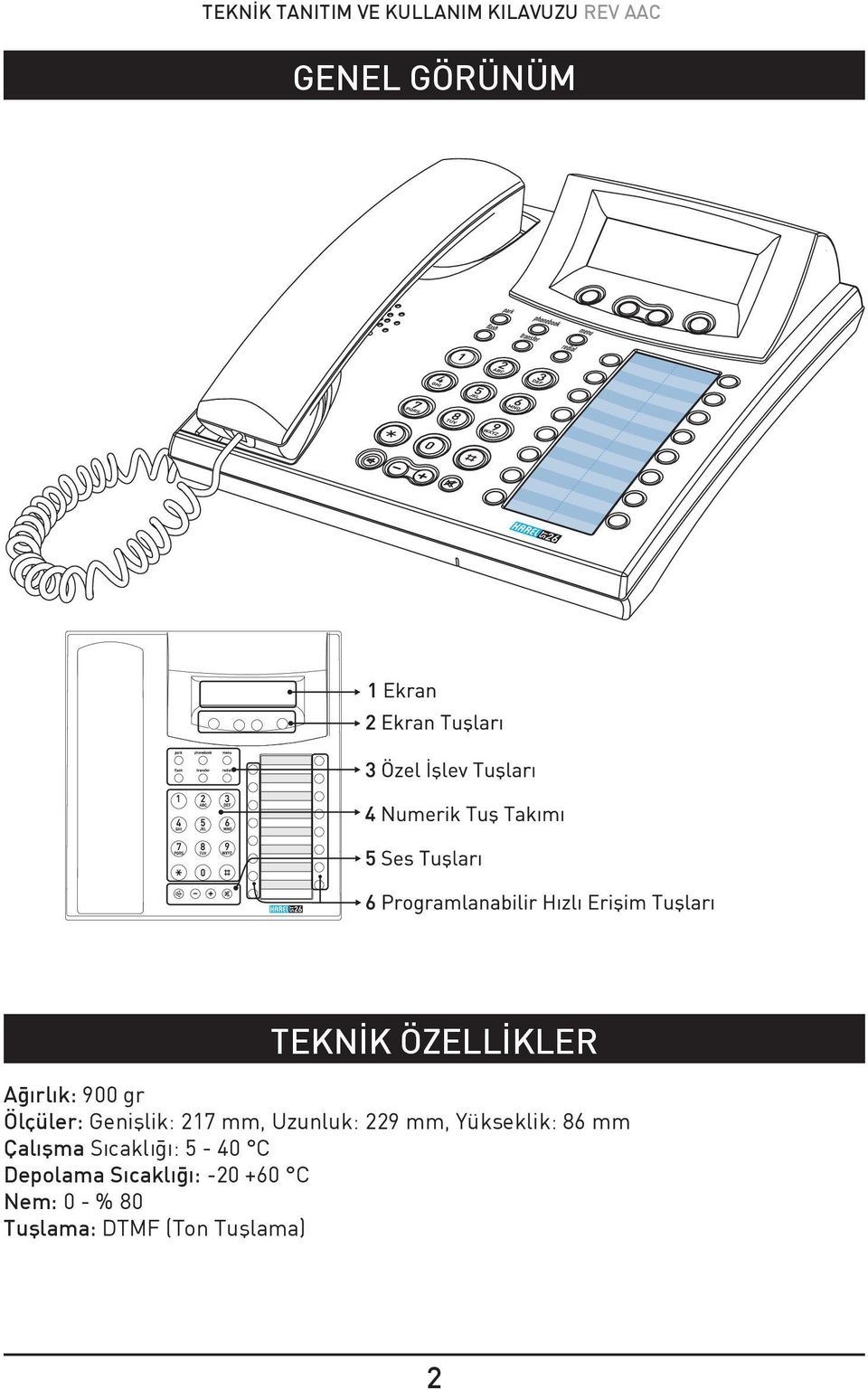 Uzunluk: 229 mm, Yükseklik: 86 mm Çalışma Sıcaklığı: 5-40 C