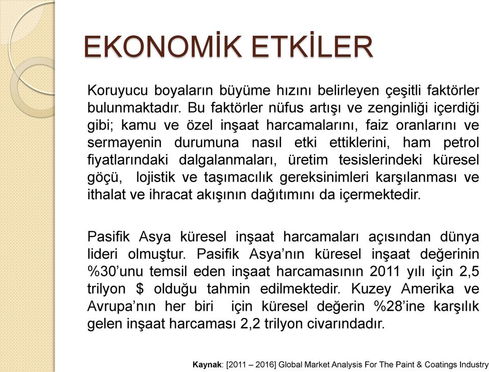 dalgalanmaları, üretim tesislerindeki küresel göçü, lojistik ve taşımacılık gereksinimleri karşılanması ve ithalat ve ihracat akışının dağıtımını da içermektedir.