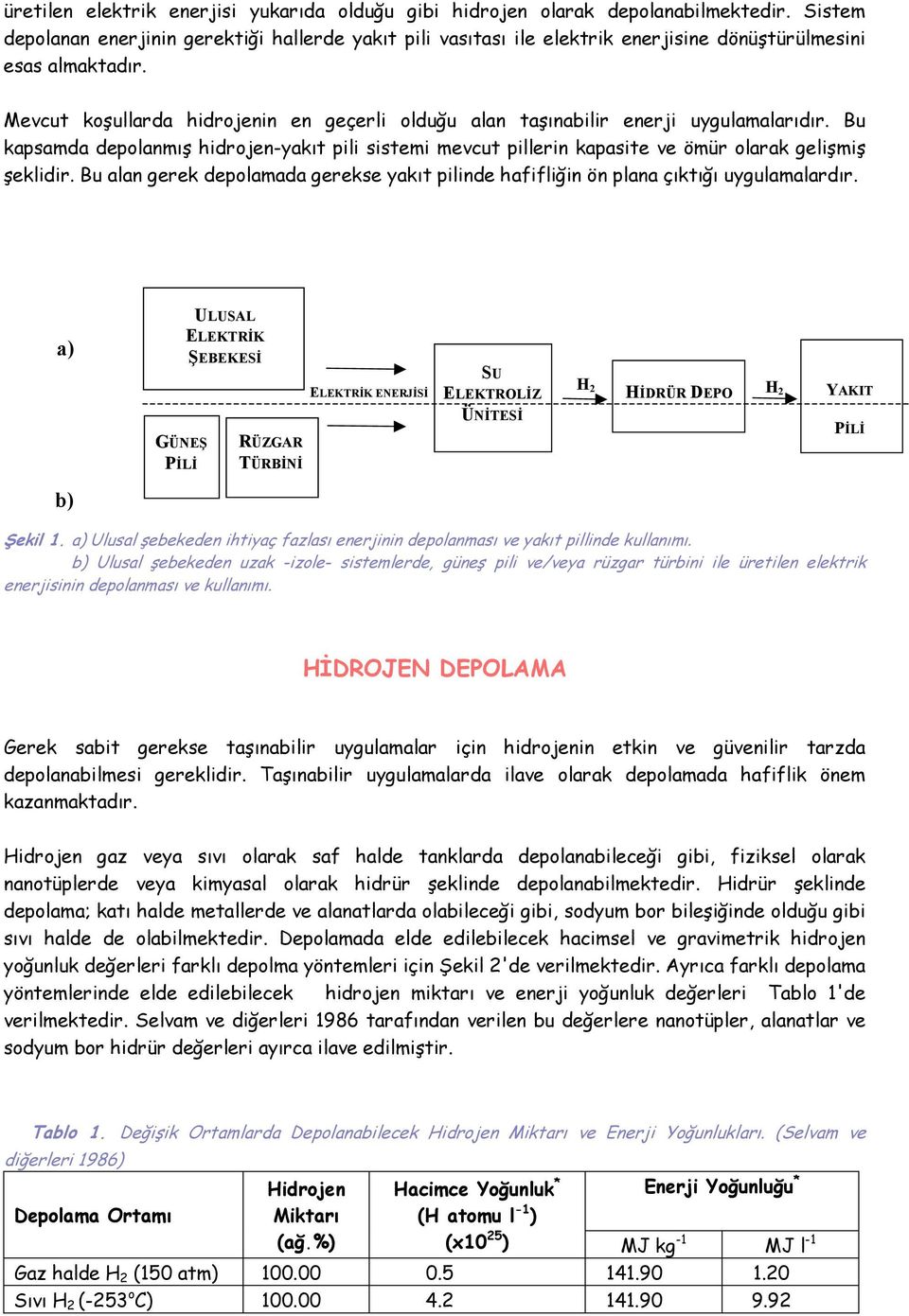 Mevcut koşullarda hidrojenin en geçerli olduğu alan taşınabilir enerji uygulamalarıdır. Bu kapsamda depolanmış hidrojen-yakıt pili sistemi mevcut pillerin kapasite ve ömür olarak gelişmiş şeklidir.