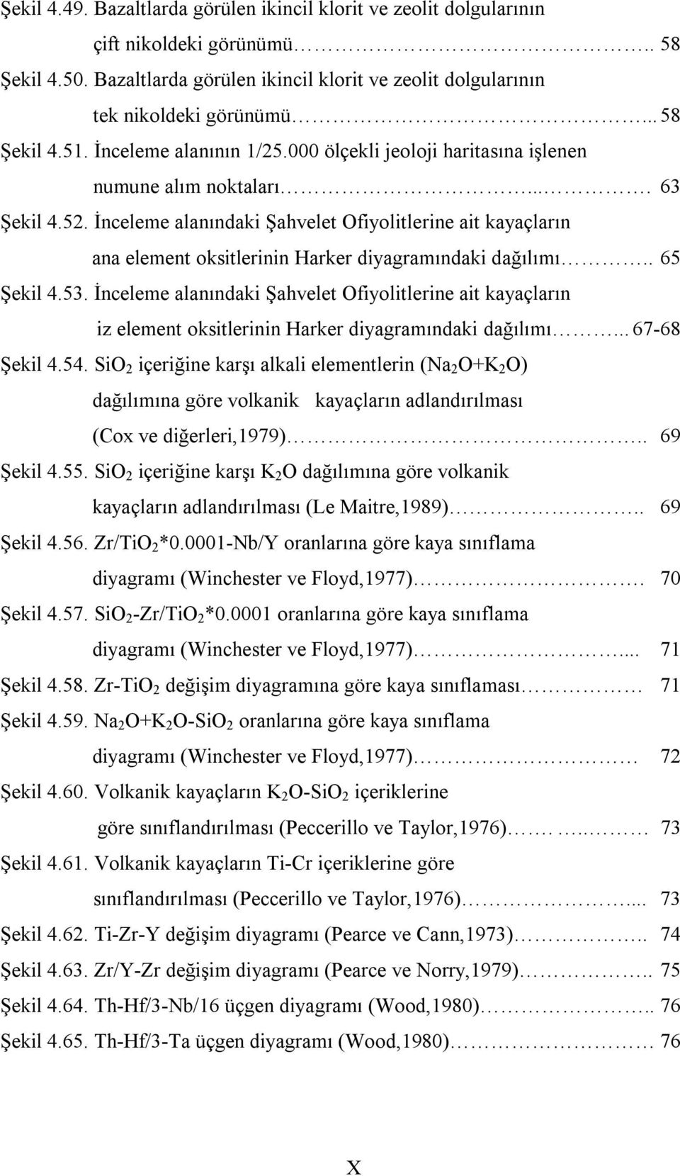 İnceleme alanındaki Şahvelet Ofiyolitlerine ait kayaçların ana element oksitlerinin Harker diyagramındaki dağılımı.. 65 Şekil 4.53.