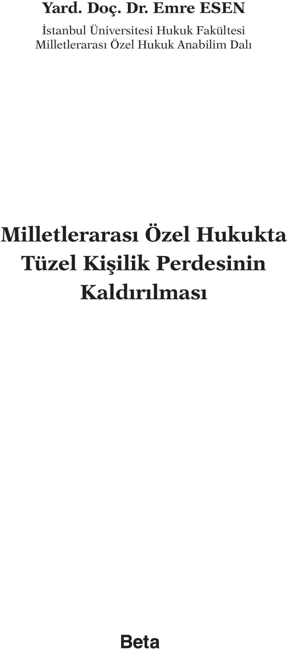 Fakültesi Milletlerarası Özel Hukuk