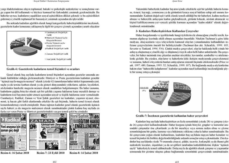 Bu noktada kadınları ağırlıklı olarak hangi kategorilerle haberleştirdiklerini incelemek, gazetelerin kadın konusuna yaklaşımıyla ilgili bir çerçeve çizmek açısından yararlı olacaktır.