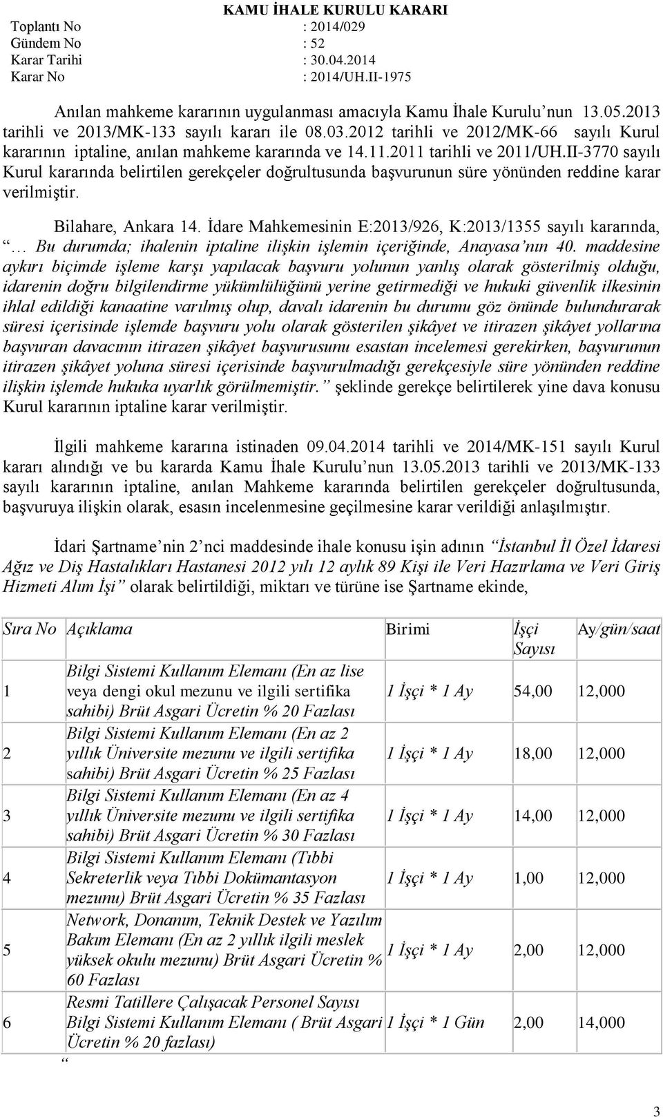 II-3770 sayılı Kurul kararında belirtilen gerekçeler doğrultusunda başvurunun süre yönünden reddine karar verilmiştir. Bilahare, Ankara 14.