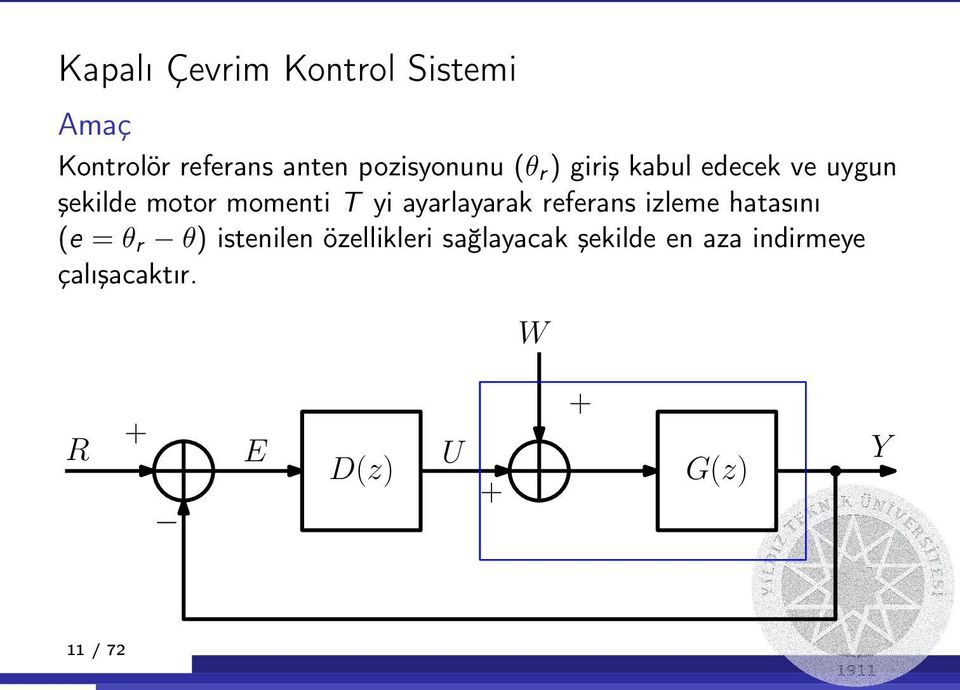 ayarlayarak referans izleme hatasını (e = θr θ) istenilen özellikleri