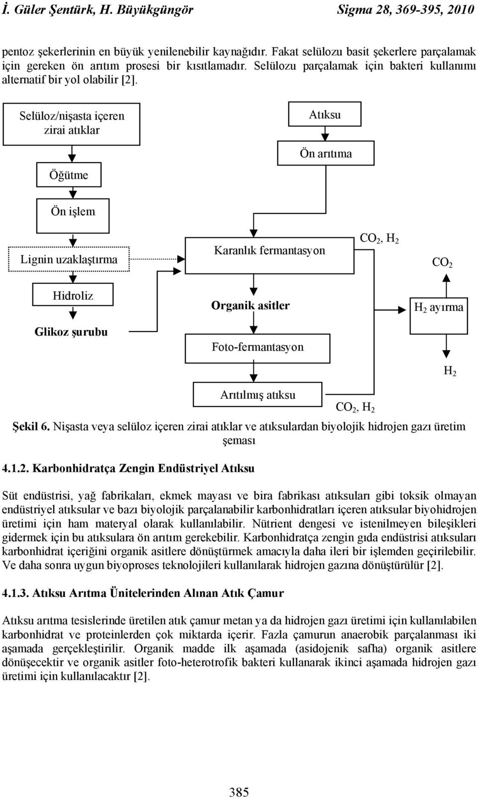 Selüloz/nişasta içeren zirai atıklar Atıksu Ön arıtıma Öğütme Ön işlem Lignin uzaklaştırma Karanlık fermantasyon CO 2, H 2 CO 2 Hidroliz Organik asitler H 2 ayırma Glikoz şurubu Foto-fermantasyon H 2